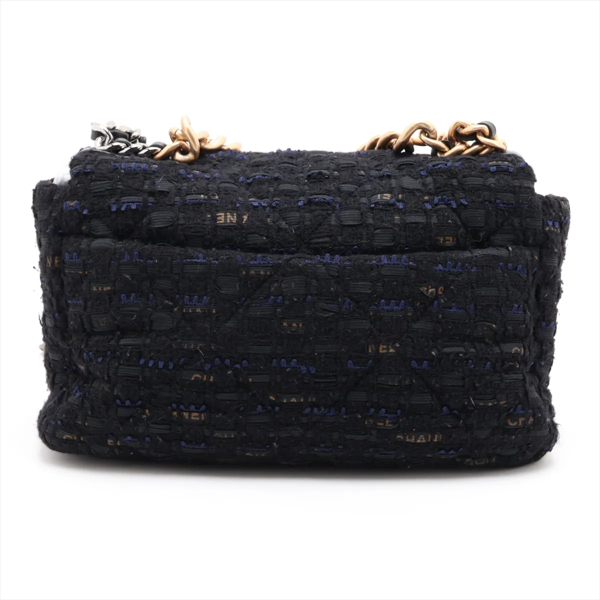 19 Large Tweed Chain Shoulder Bag, Black with Gold and Silver Hardware, 30661538 (Serial Number in the 30s), AS1161 — view 2