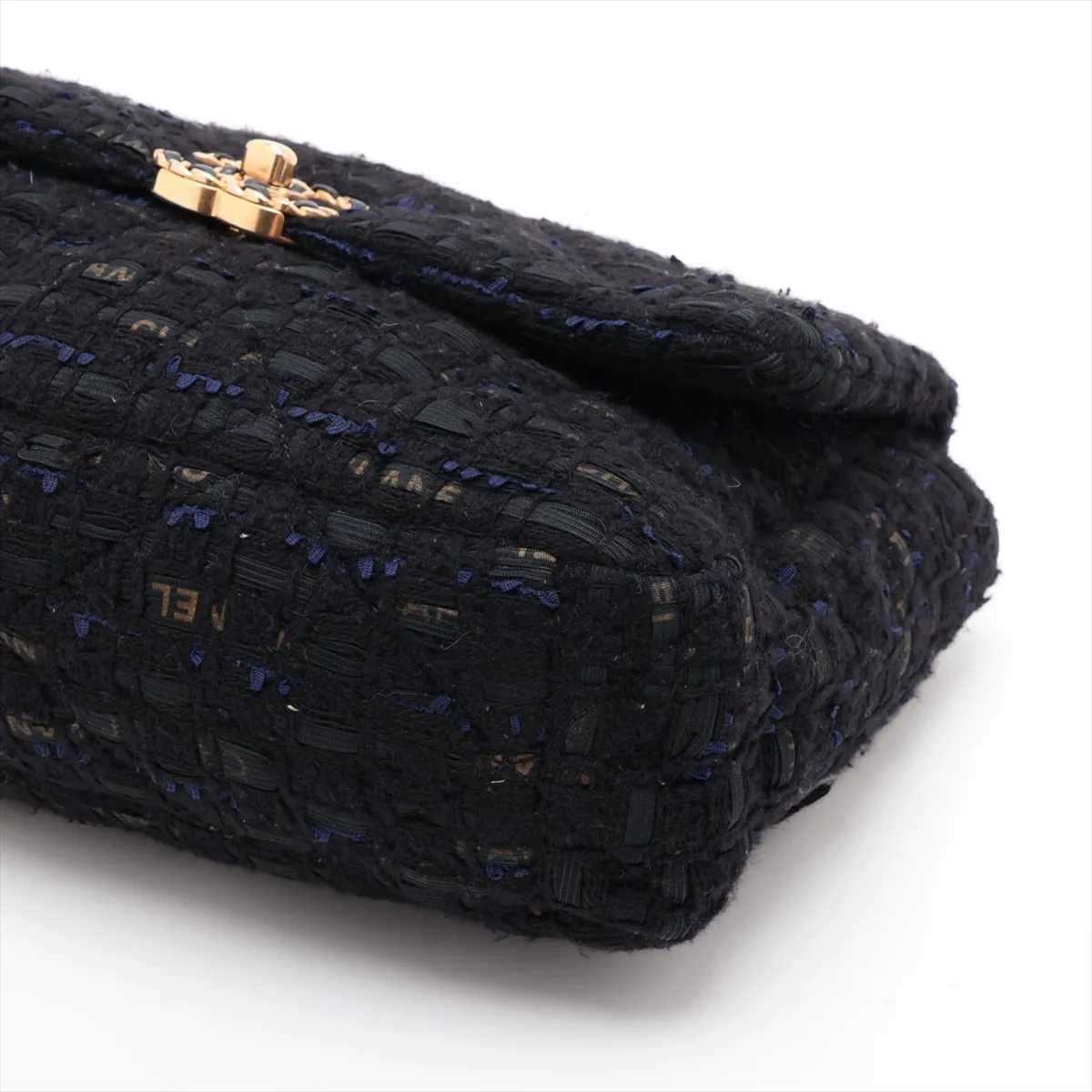 19 Large Tweed Chain Shoulder Bag, Black with Gold and Silver Hardware, 30661538 (Serial Number in the 30s), AS1161 — view 3