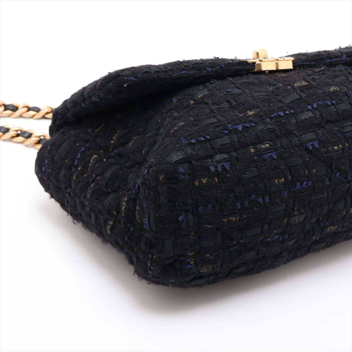 19 Large Tweed Chain Shoulder Bag, Black with Gold and Silver Hardware, 30661538 (Serial Number in the 30s), AS1161 — view 4