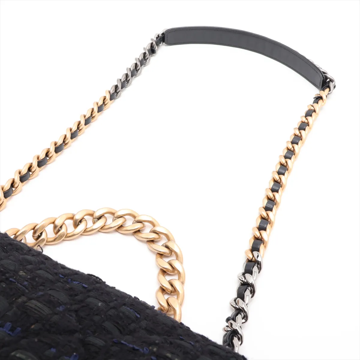 19 Large Tweed Chain Shoulder Bag, Black with Gold and Silver Hardware, 30661538 (Serial Number in the 30s), AS1161 — view 5