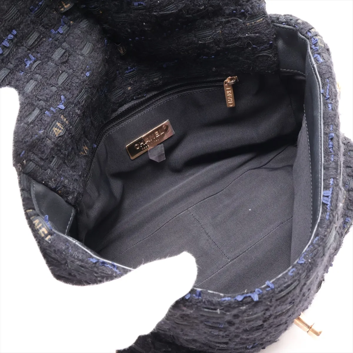 19 Large Tweed Chain Shoulder Bag, Black with Gold and Silver Hardware, 30661538 (Serial Number in the 30s), AS1161 — view 6