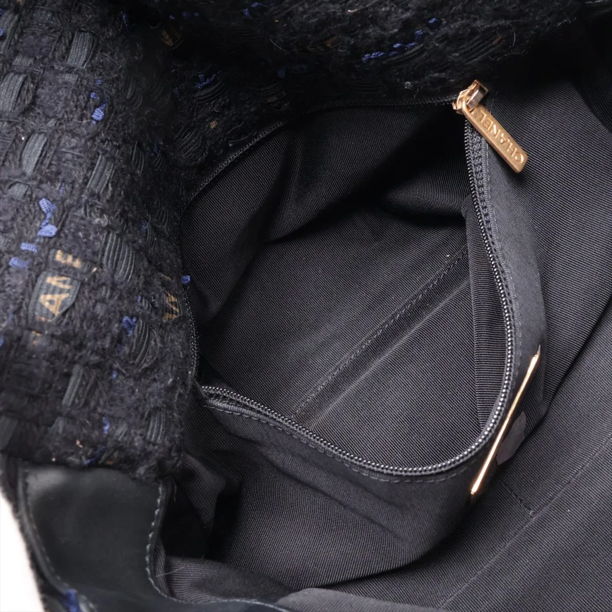 19 Large Tweed Chain Shoulder Bag, Black with Gold and Silver Hardware, 30661538 (Serial Number in the 30s), AS1161 — view 7