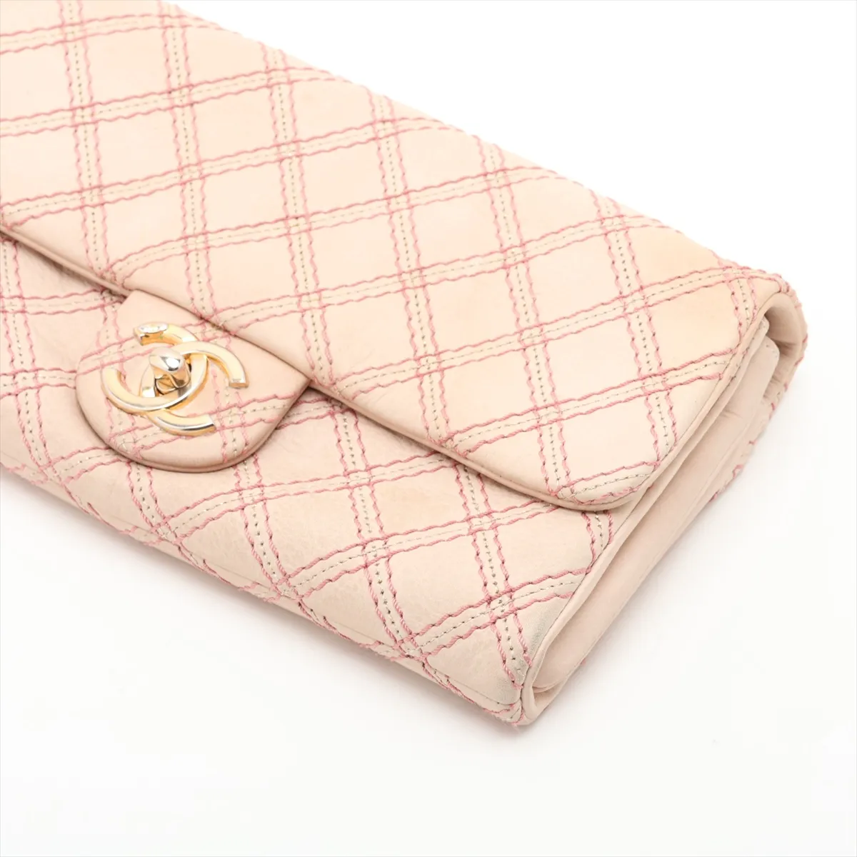 Wild Stitch Leather Single Flap Single Chain Bag, Pink with Gold Hardware, Item No. 19584990, Serial Number 19 — view 3