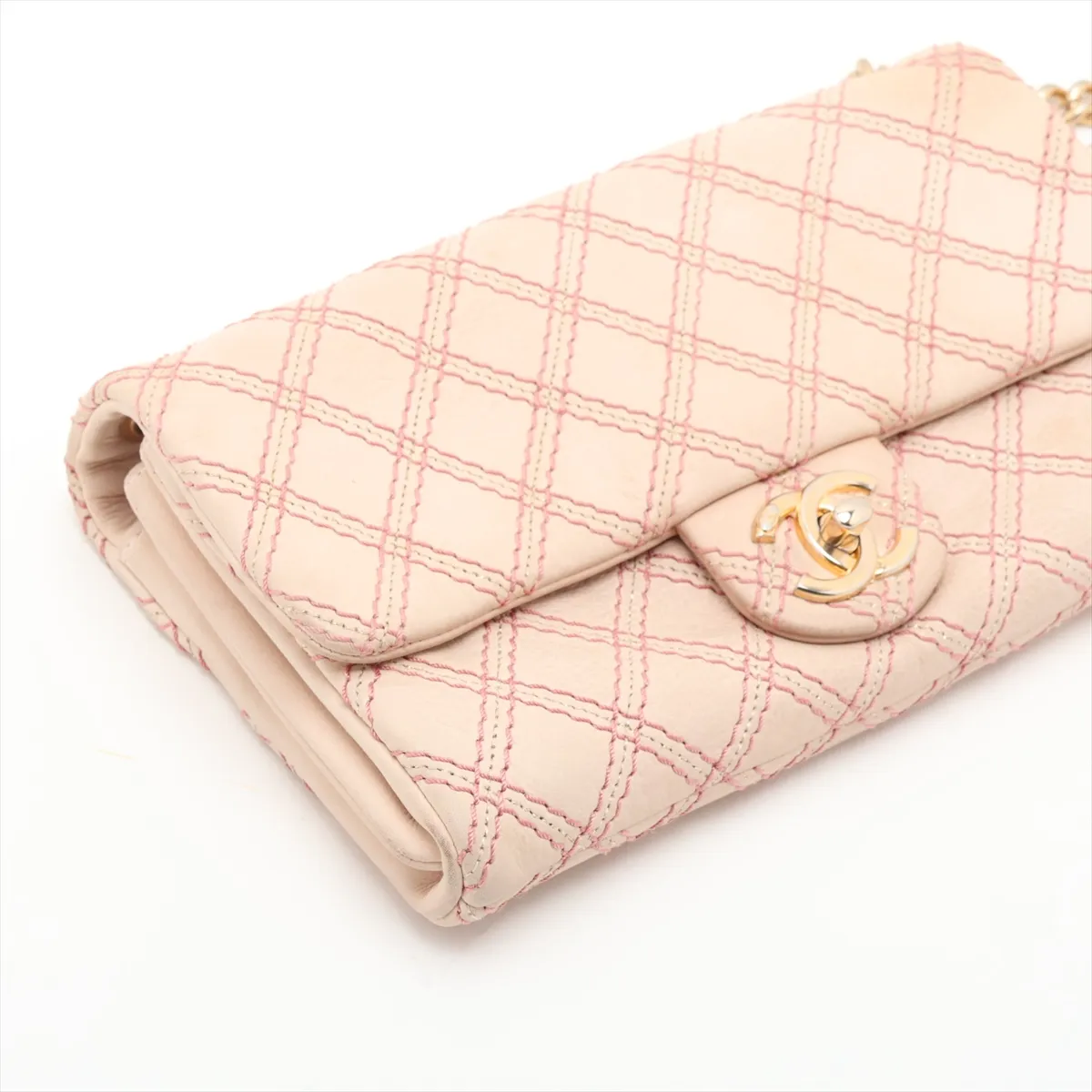 Wild Stitch Leather Single Flap Single Chain Bag, Pink with Gold Hardware, Item No. 19584990, Serial Number 19 — view 4