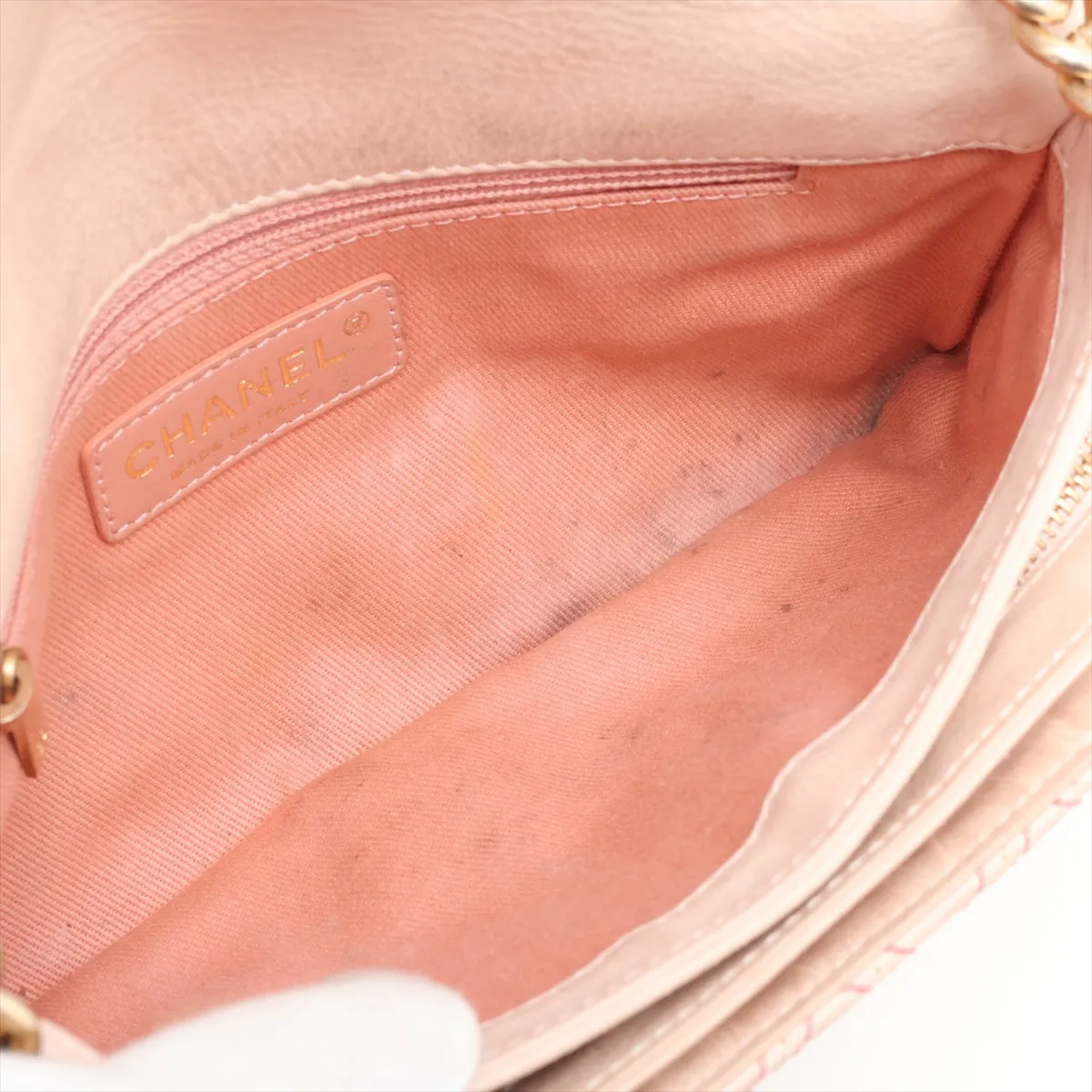 Wild Stitch Leather Single Flap Single Chain Bag, Pink with Gold Hardware, Item No. 19584990, Serial Number 19 — view 6
