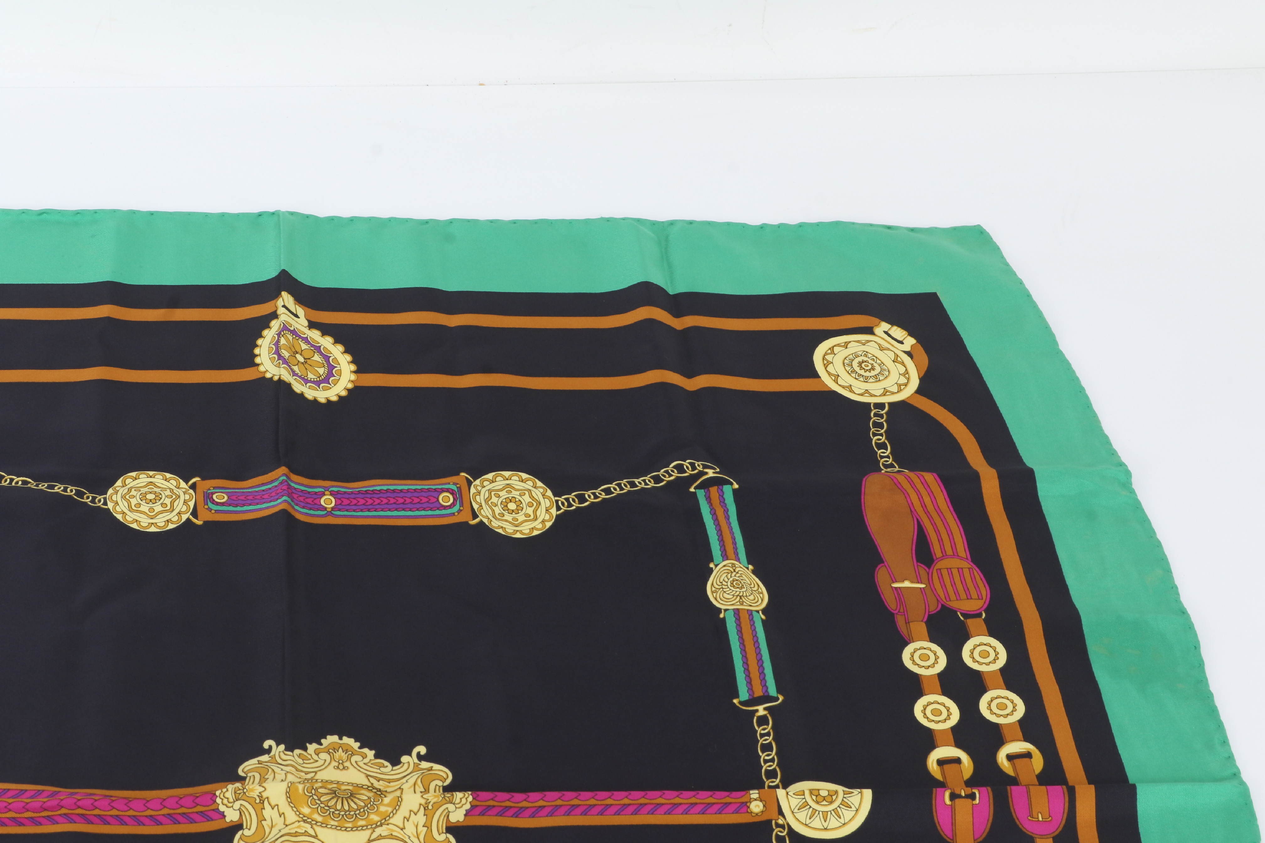 tagged 100% silk scarf, belt, chain, and other accessories. — view 2