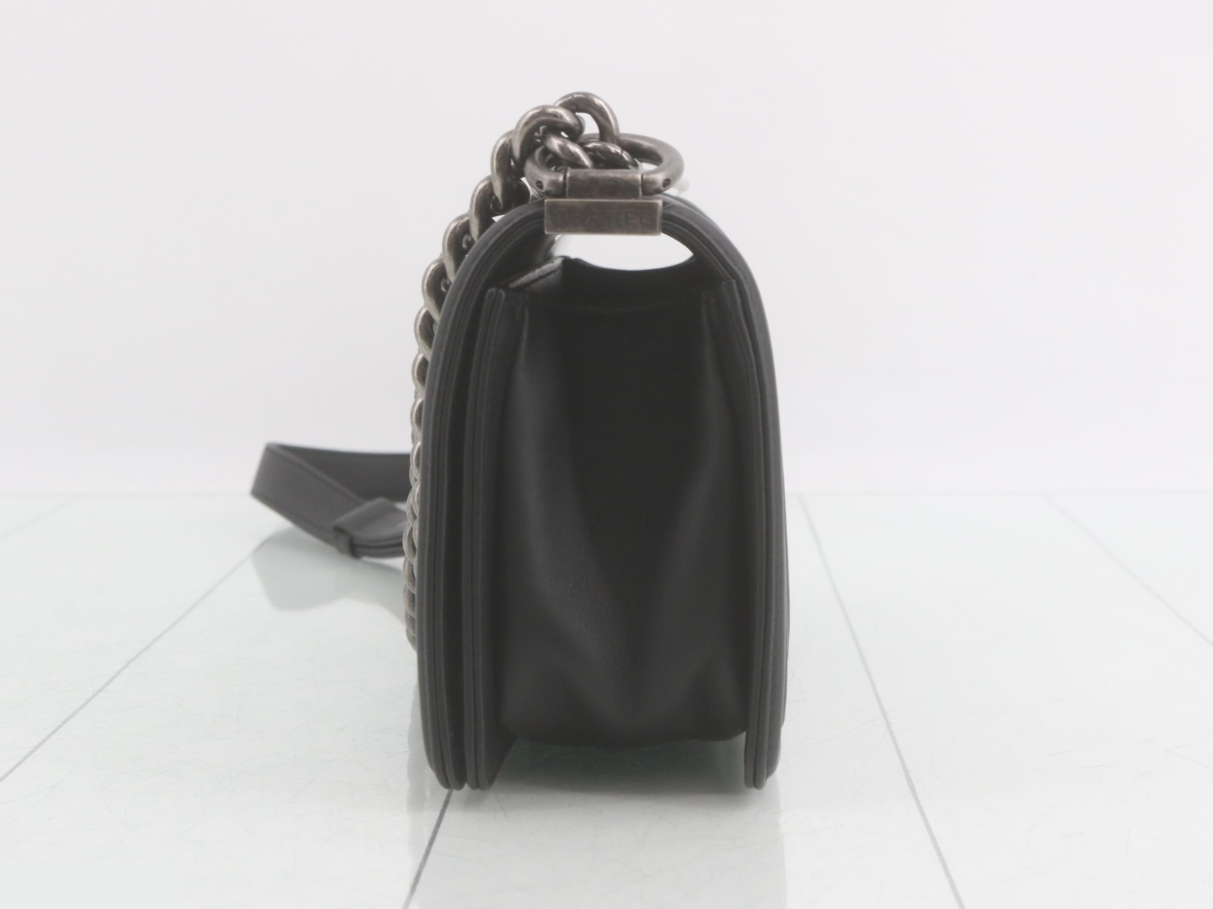 Boy Chanel Chain Shoulder Bag, Black — view 3