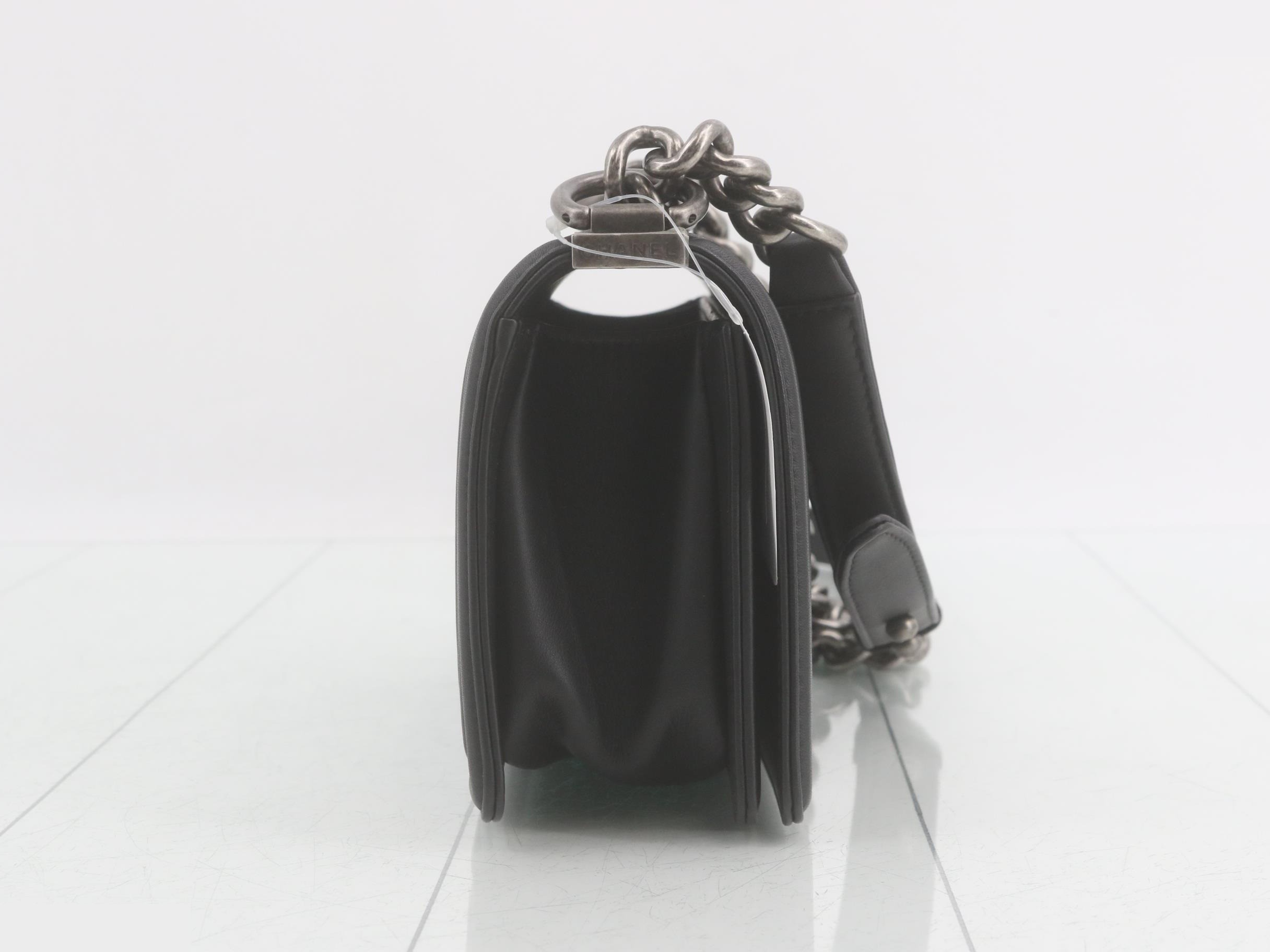 Boy Chanel Chain Shoulder Bag, Black — view 4