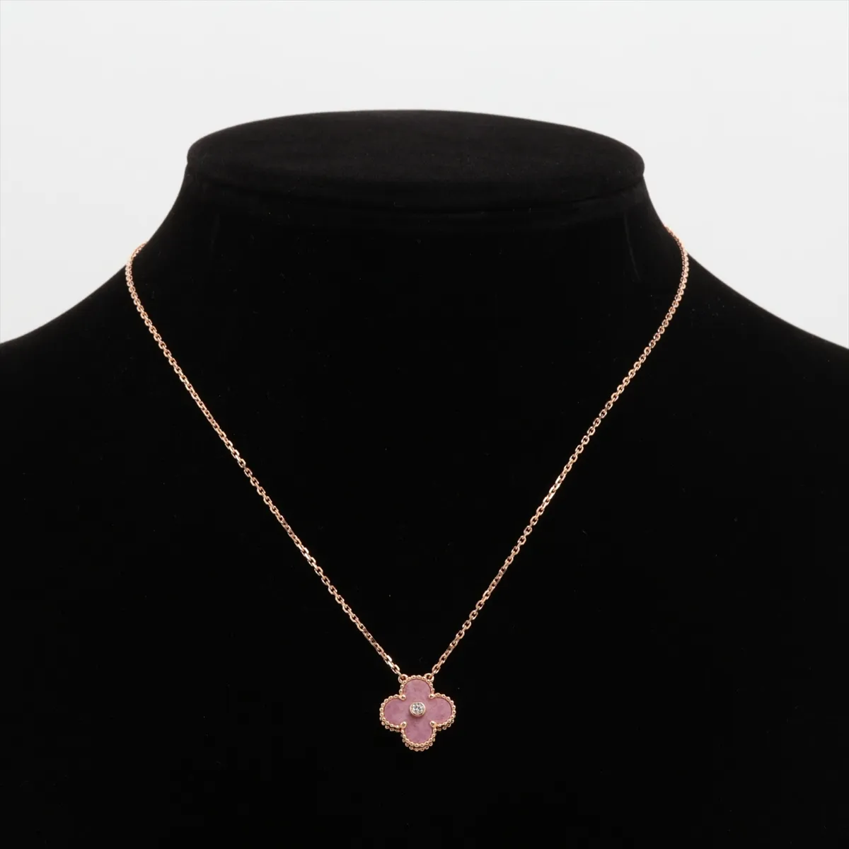 Vintage Alhambra Rhodonite Diamond Necklace, 750 (PG), 6.3g, JC039382. — view 5
