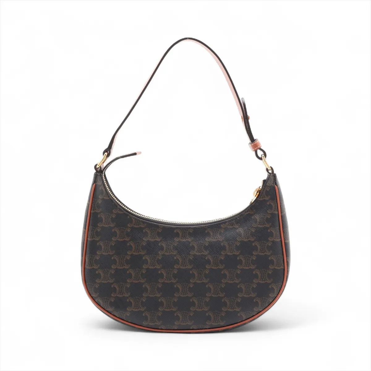 Triomphe Ava PVC x Leather Shoulder Bag, Black x Brown — view 2