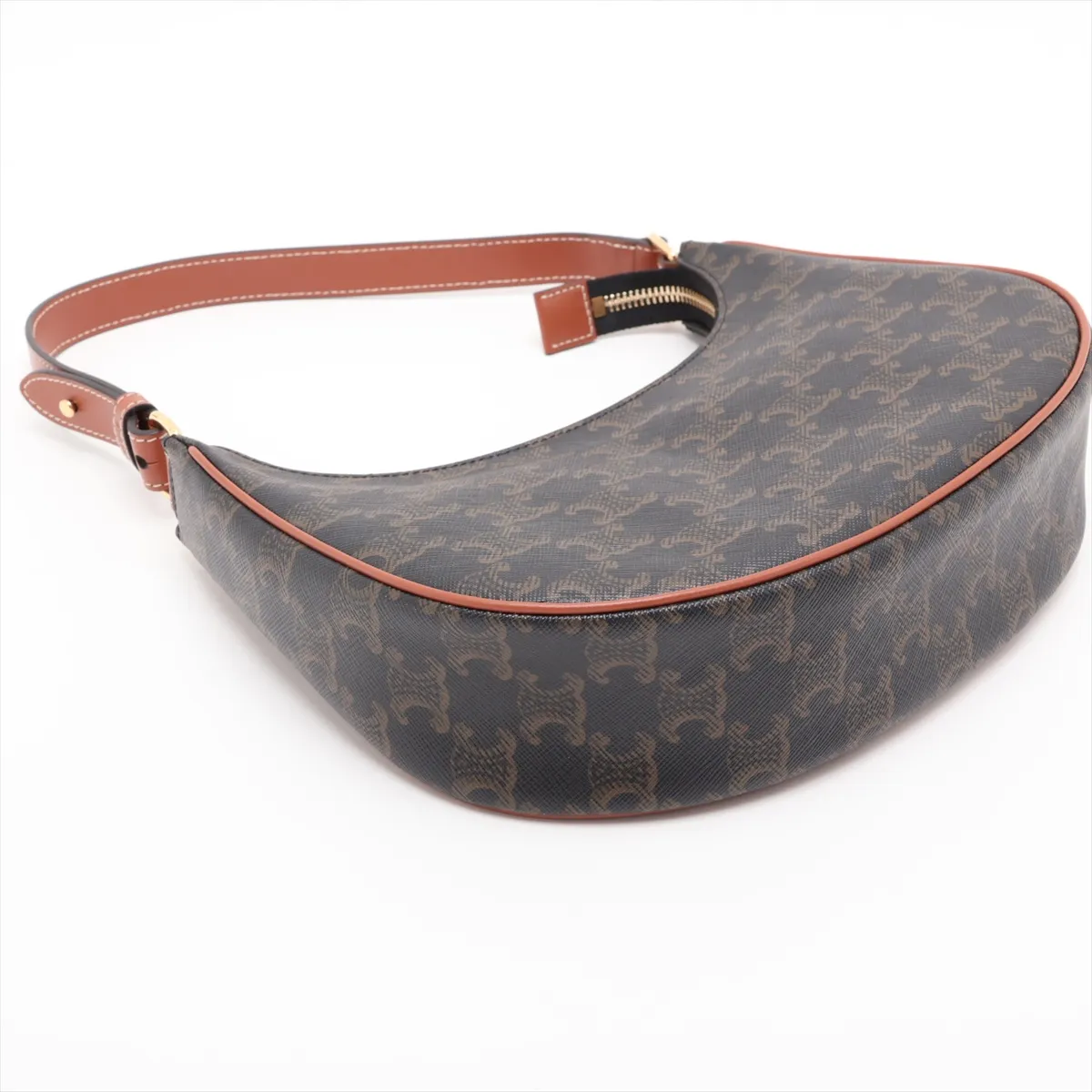 Triomphe Ava PVC x Leather Shoulder Bag, Black x Brown — view 4