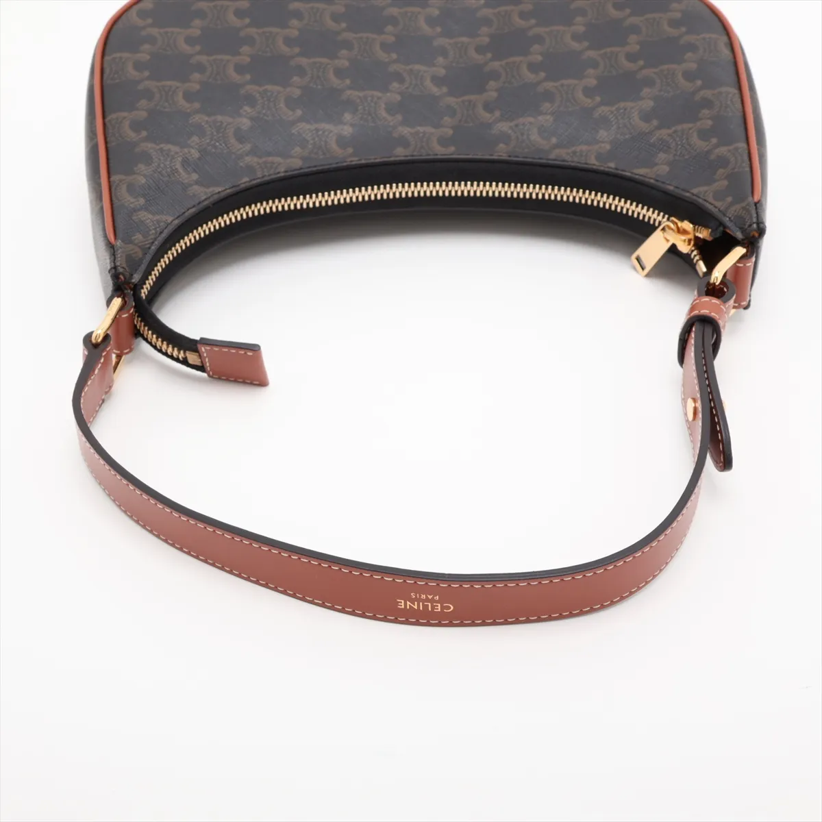 Triomphe Ava PVC x Leather Shoulder Bag, Black x Brown — view 5