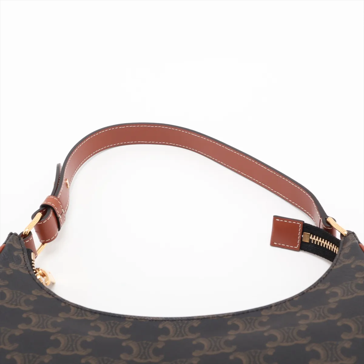Triomphe Ava PVC x Leather Shoulder Bag, Black x Brown — view 6