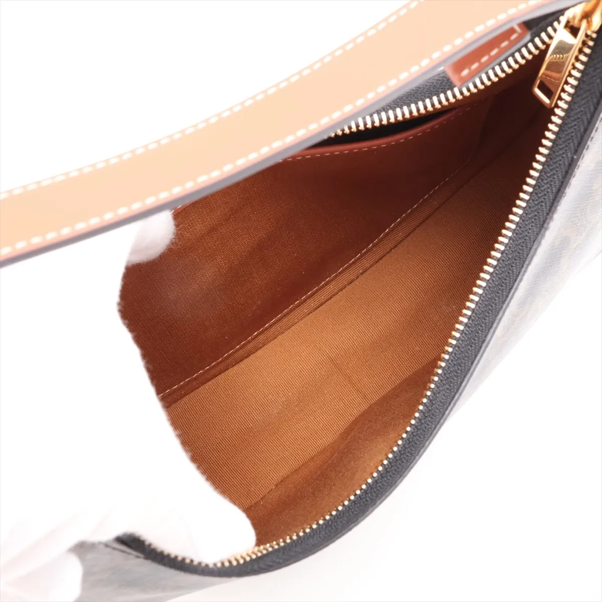 Triomphe Ava PVC x Leather Shoulder Bag, Black x Brown — view 7