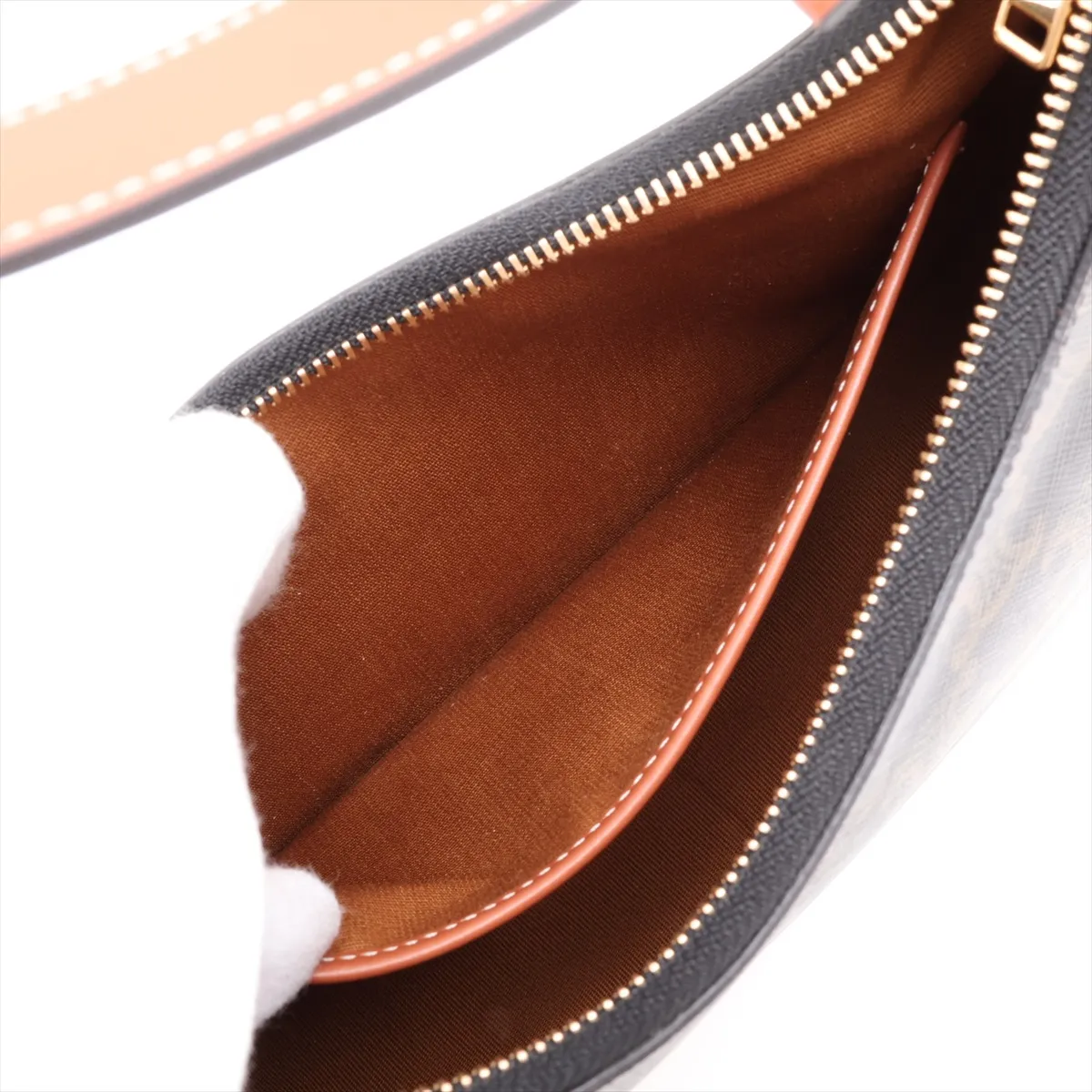 Triomphe Ava PVC x Leather Shoulder Bag, Black x Brown — view 8