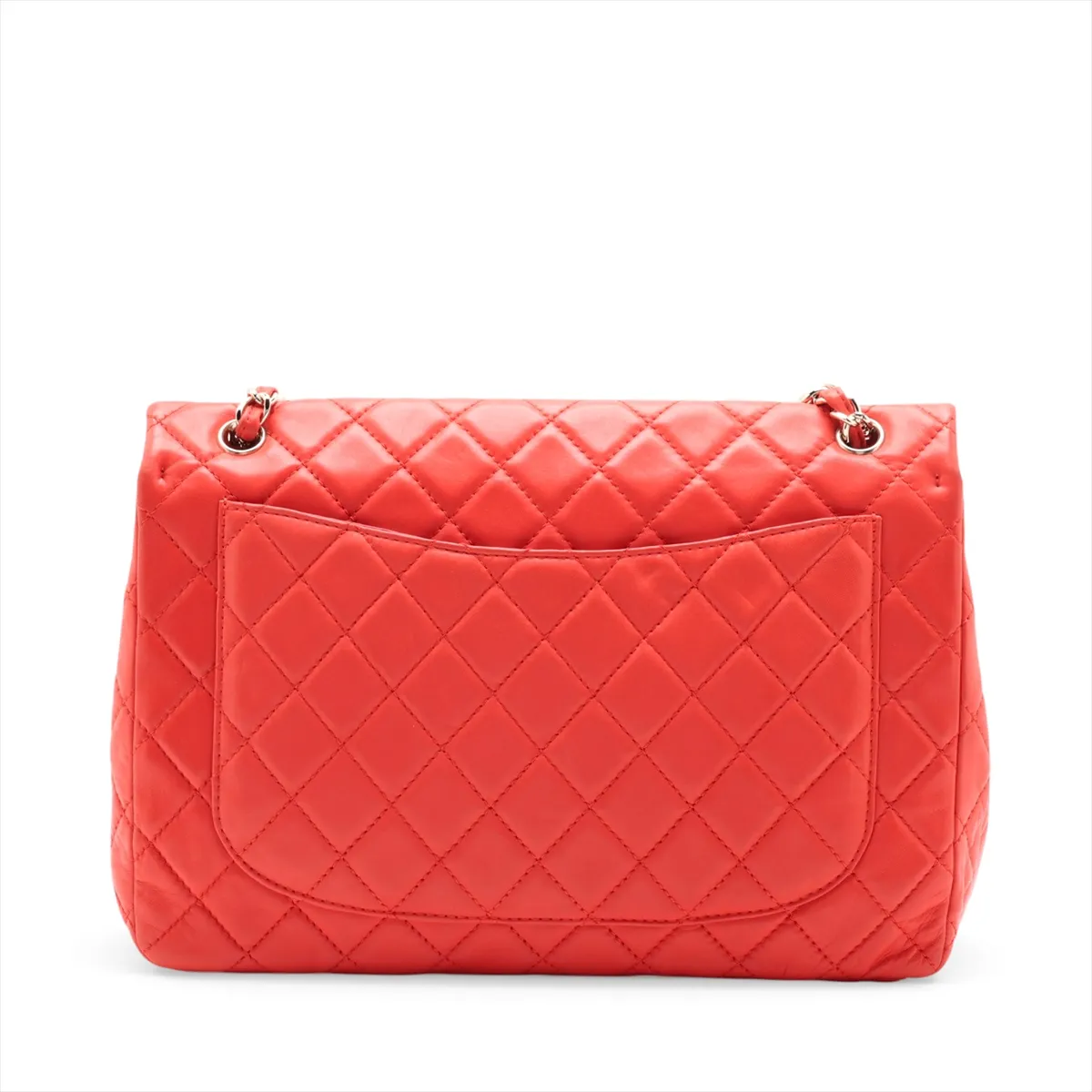 Matelassé Lambskin Single Flap Double Chain Bag, Orange with Gold Hardware, 12638303, Series 12 — view 2