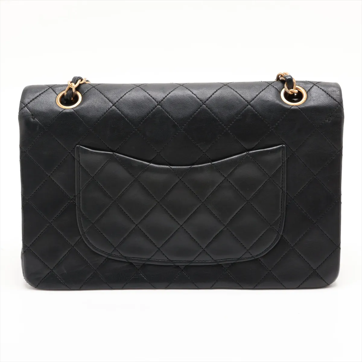 Matelassé 25 Lambskin Double Flap Double Chain Bag, Black with Gold Hardware, 151423, Serial Number 0-series, A01112 — view 2