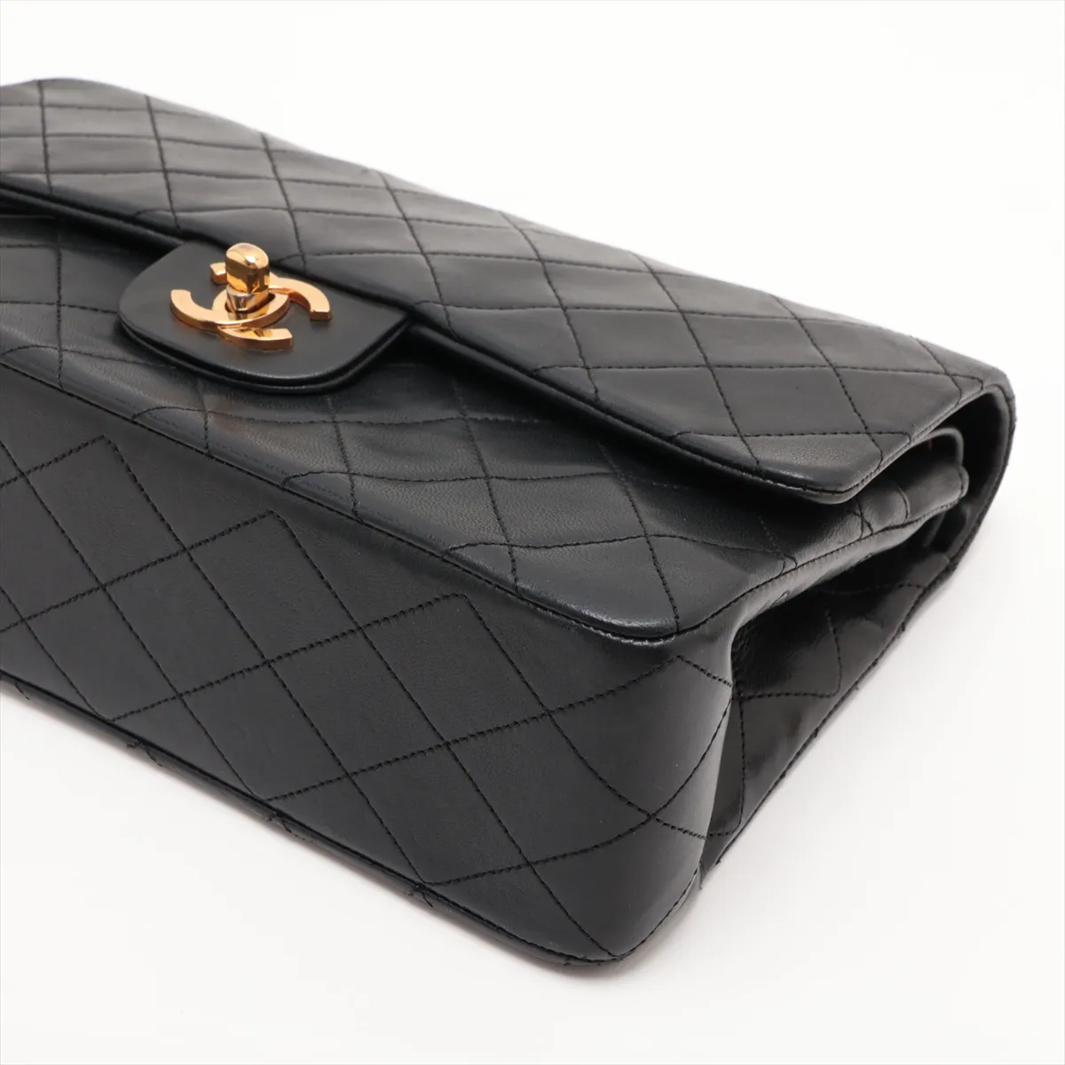 Matelassé 25 Lambskin Double Flap Double Chain Bag, Black with Gold Hardware, 151423, Serial Number 0-series, A01112 — view 3