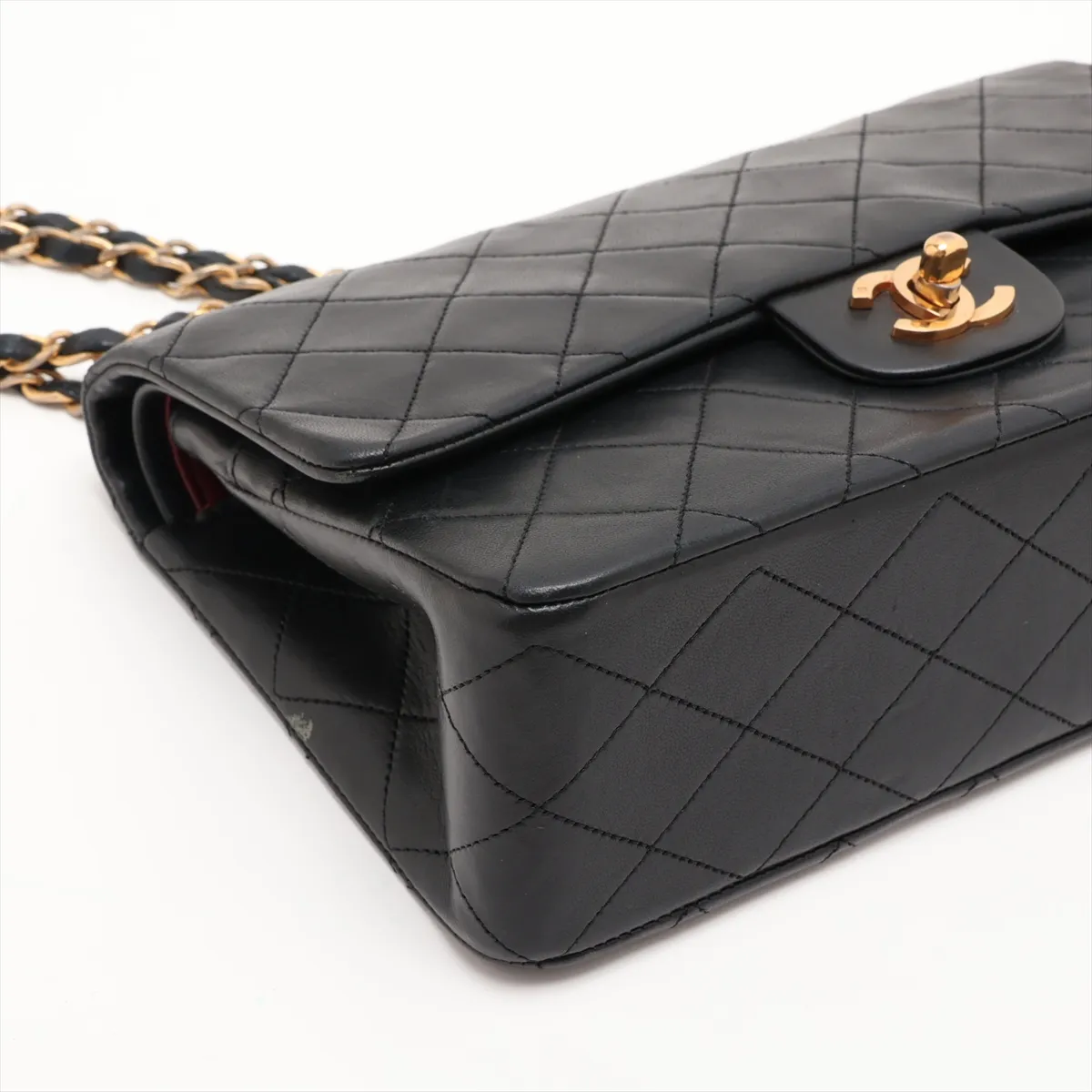 Matelassé 25 Lambskin Double Flap Double Chain Bag, Black with Gold Hardware, 151423, Serial Number 0-series, A01112 — view 4