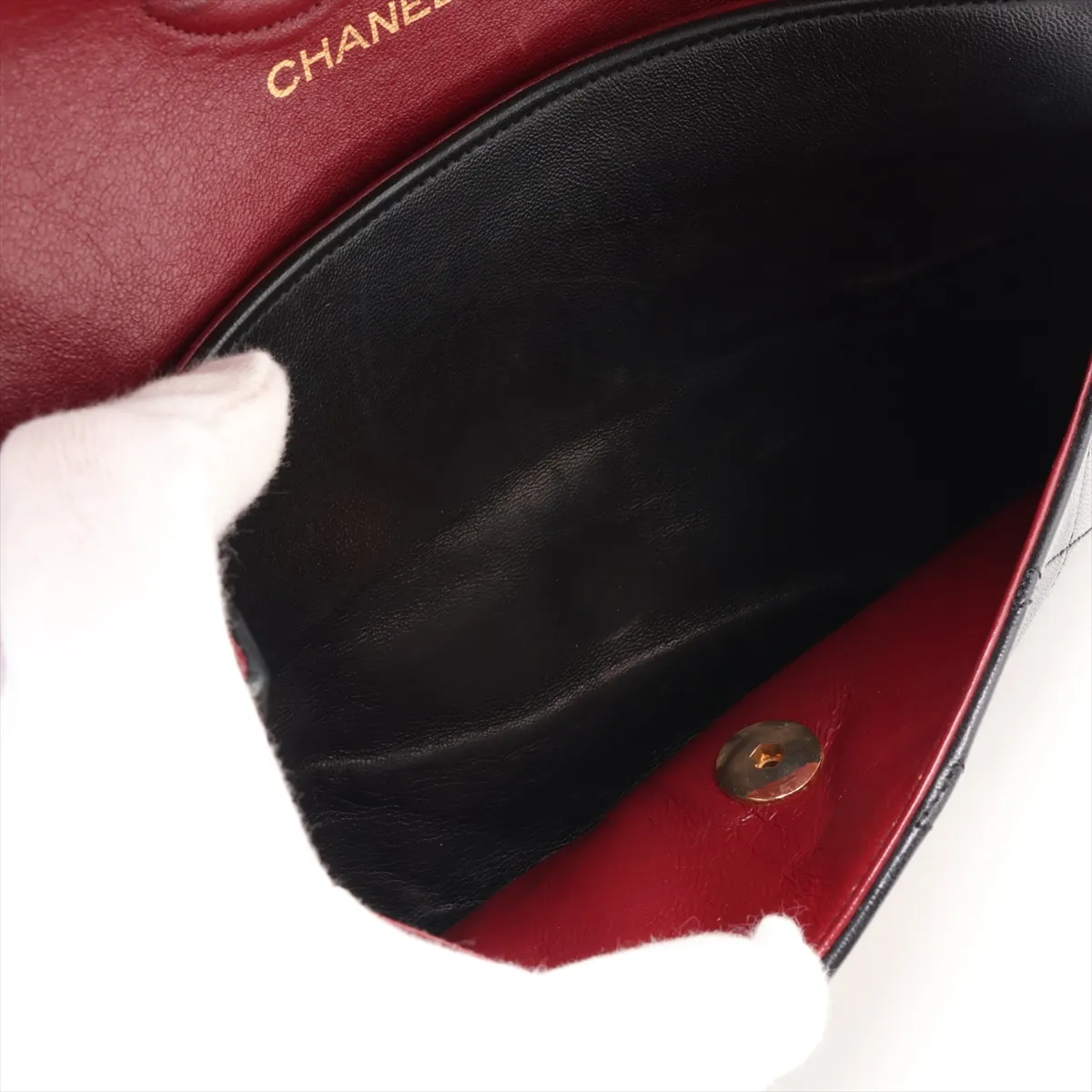 Matelassé 25 Lambskin Double Flap Double Chain Bag, Black with Gold Hardware, 151423, Serial Number 0-series, A01112 — view 6