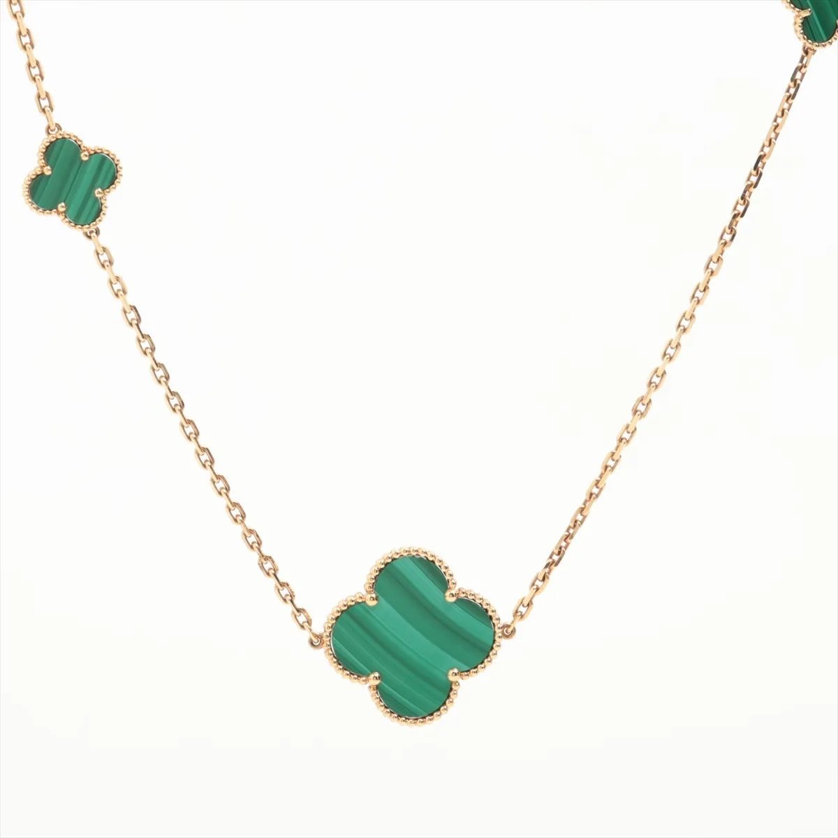 Magic Alhambra 16P Malachite Necklace 750 (YG) 74.0g JE065525 Stone