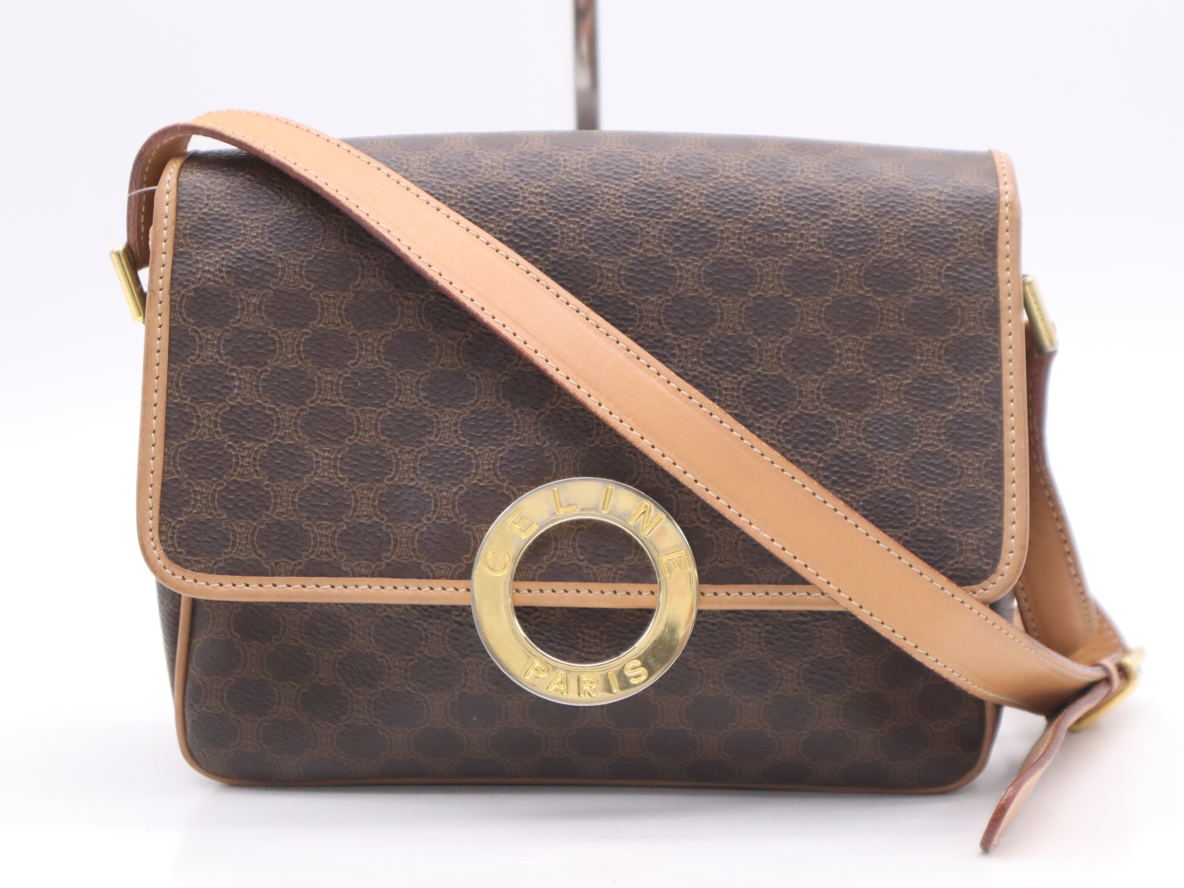 Leather Macadam Pattern Shoulder Bag
