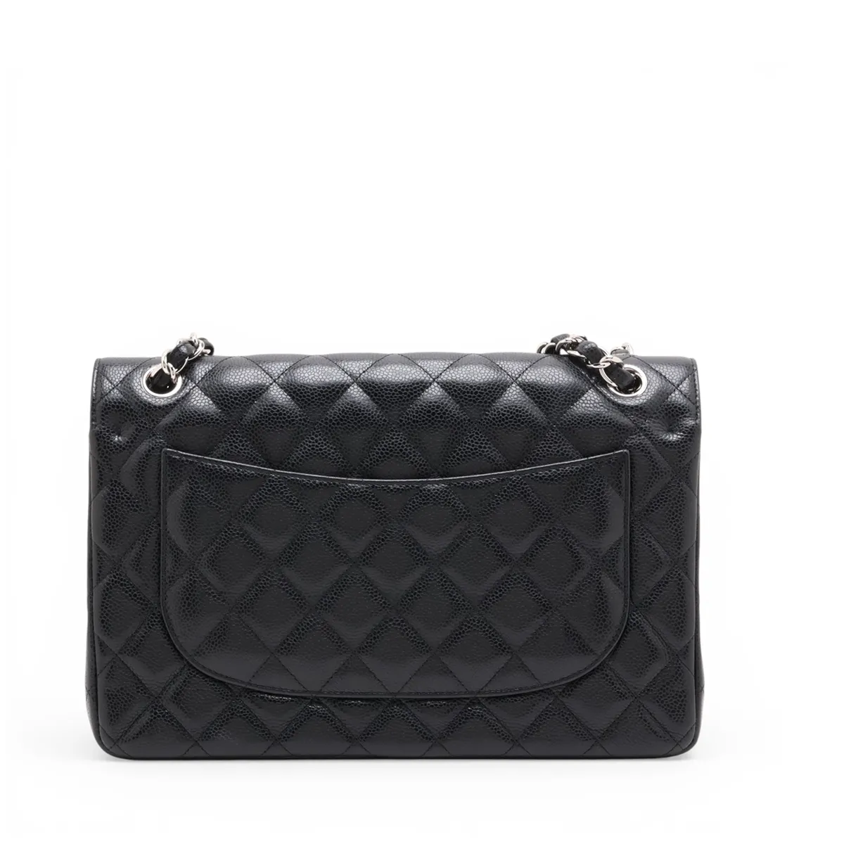 [Individually packaged] Chanel Large Matelassé 30 Caviar Skin Double Flap Double Chain Tote Bag, Black with Silver Hardware, 14324281, Serial Number 14, A58600 — view 2