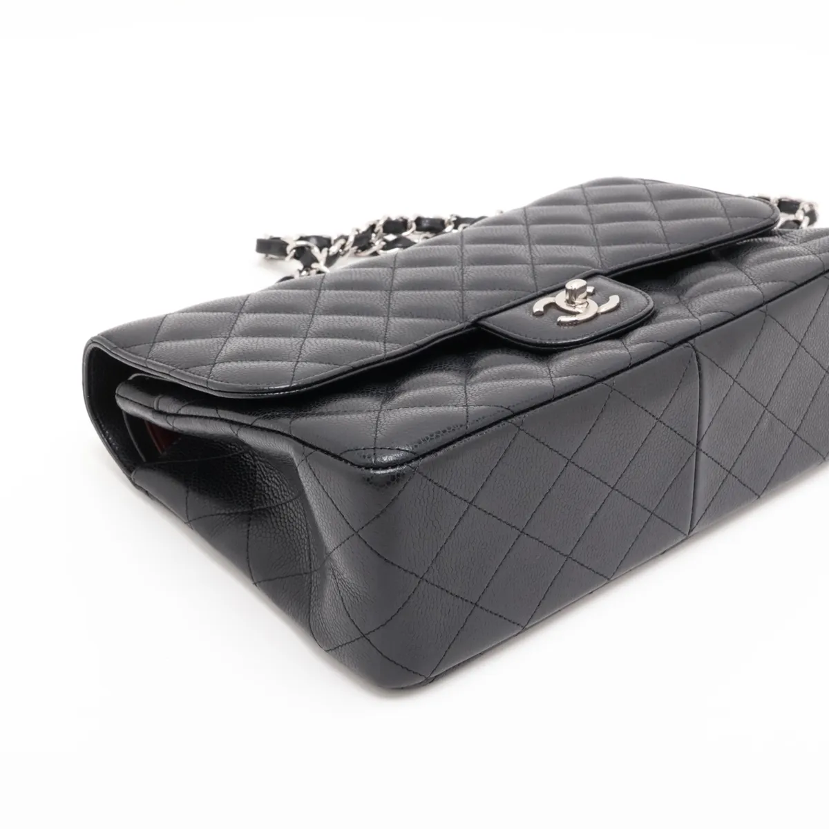 [Individually packaged] Chanel Large Matelassé 30 Caviar Skin Double Flap Double Chain Tote Bag, Black with Silver Hardware, 14324281, Serial Number 14, A58600 — view 4