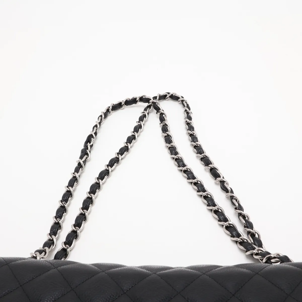 [Individually packaged] Chanel Large Matelassé 30 Caviar Skin Double Flap Double Chain Tote Bag, Black with Silver Hardware, 14324281, Serial Number 14, A58600 — view 6
