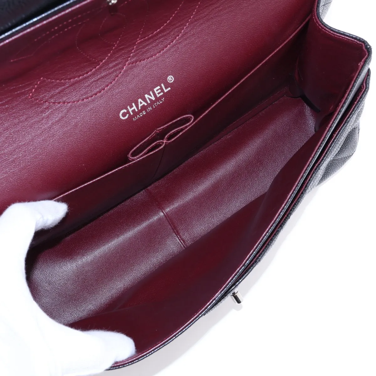 [Individually packaged] Chanel Large Matelassé 30 Caviar Skin Double Flap Double Chain Tote Bag, Black with Silver Hardware, 14324281, Serial Number 14, A58600 — view 7