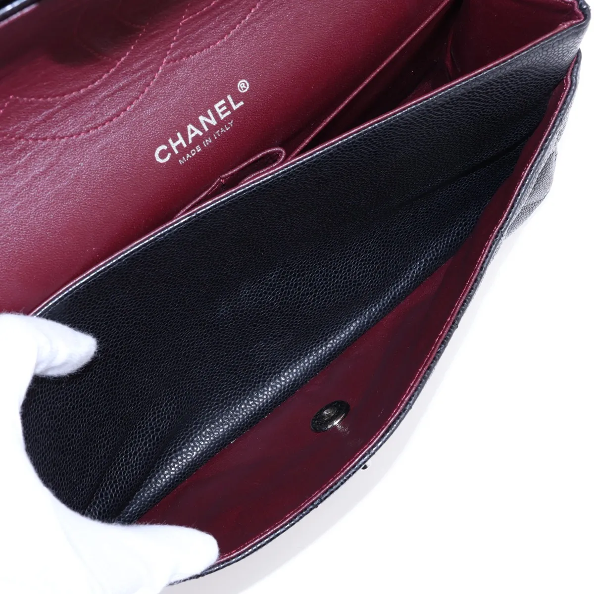 [Individually packaged] Chanel Large Matelassé 30 Caviar Skin Double Flap Double Chain Tote Bag, Black with Silver Hardware, 14324281, Serial Number 14, A58600 — view 8