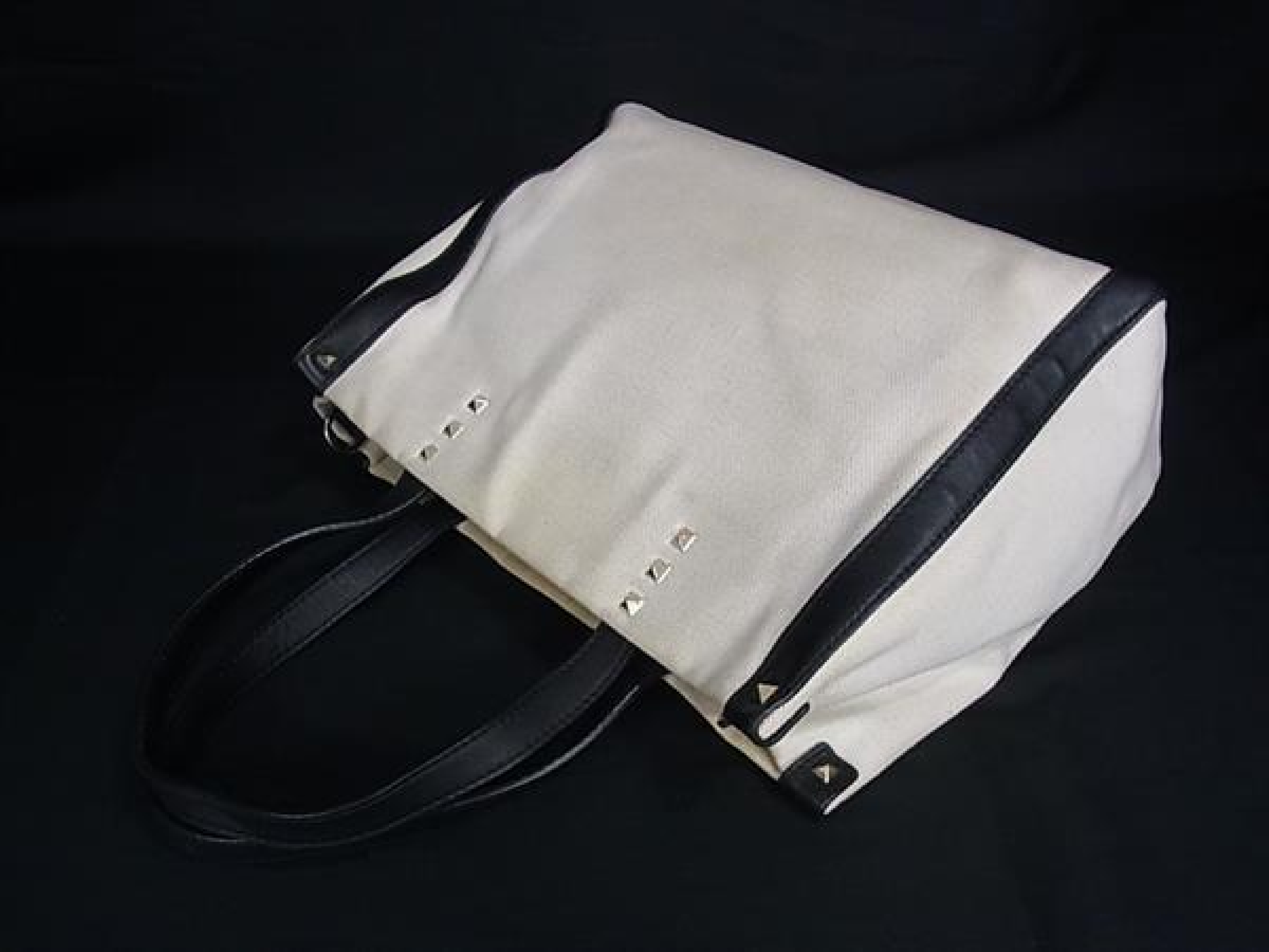 Canvas x Leather 2-Way Shoulder Bag for Women, Beige, EA4179 Handbag — view 3