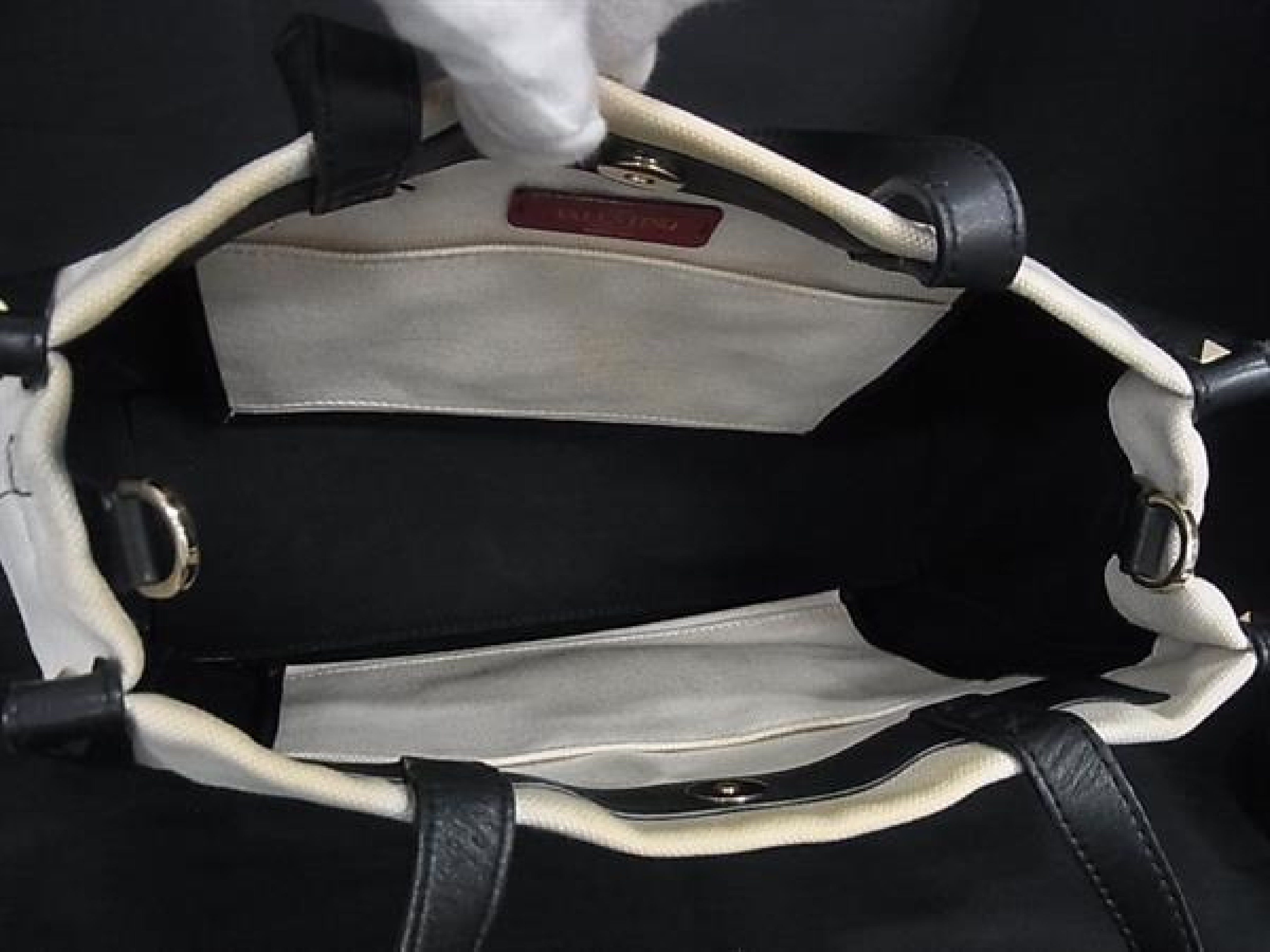 Canvas x Leather 2-Way Shoulder Bag for Women, Beige, EA4179 Handbag — view 5