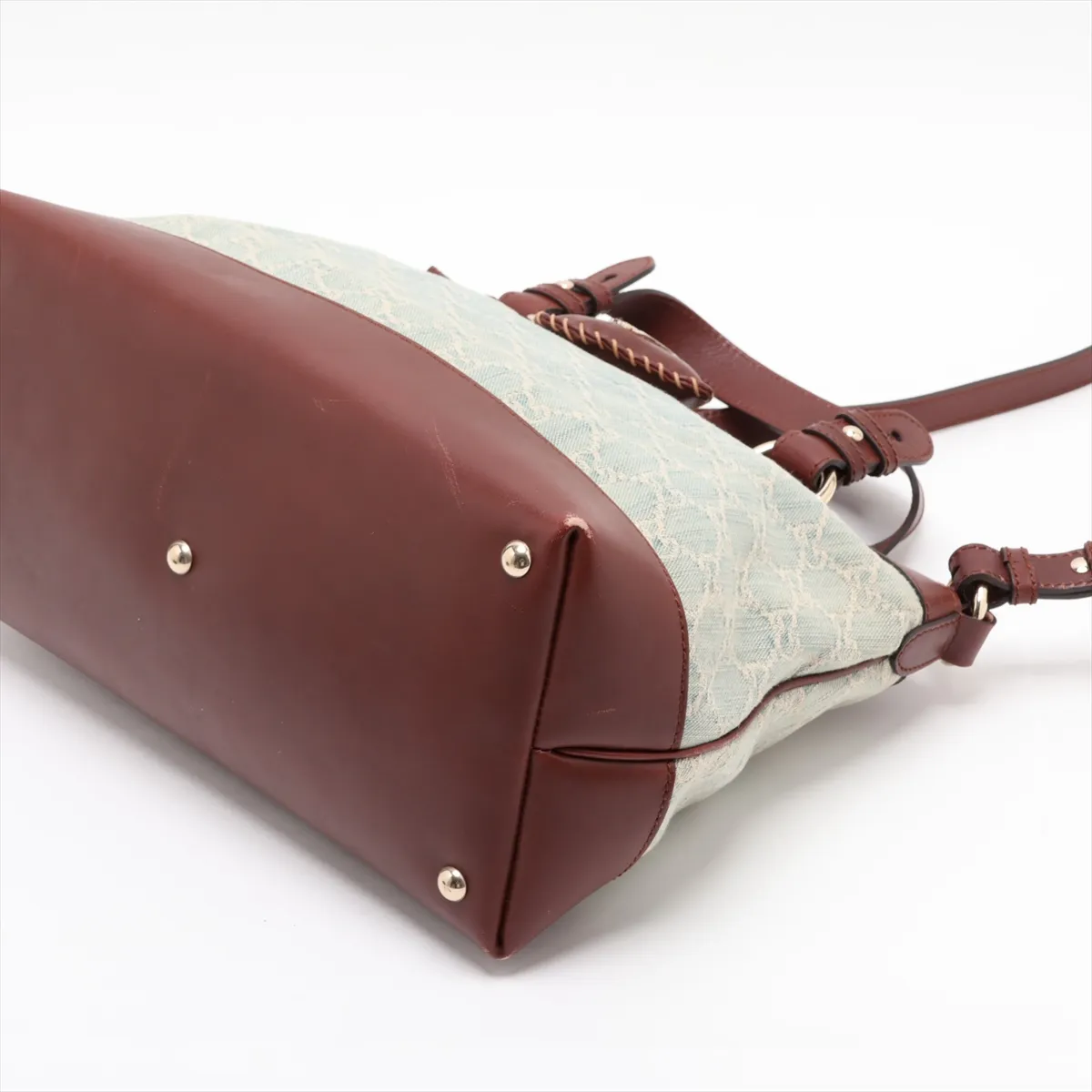 GG Denim x Leather 2-Way Handbag Blue x Brown 309122 — view 3