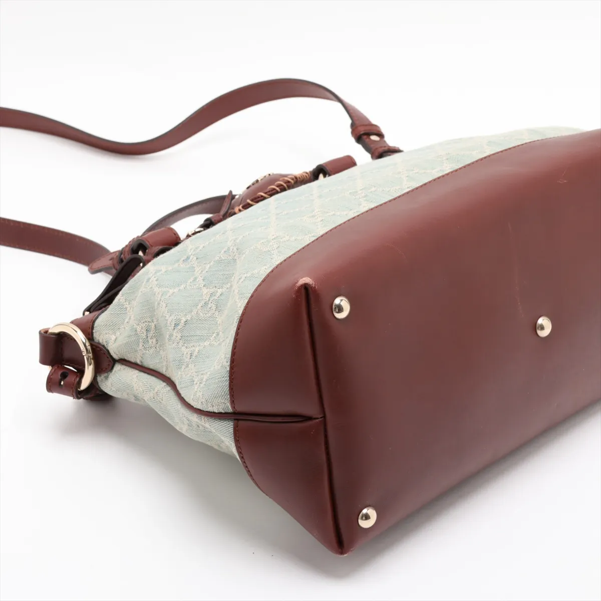 GG Denim x Leather 2-Way Handbag Blue x Brown 309122 — view 4