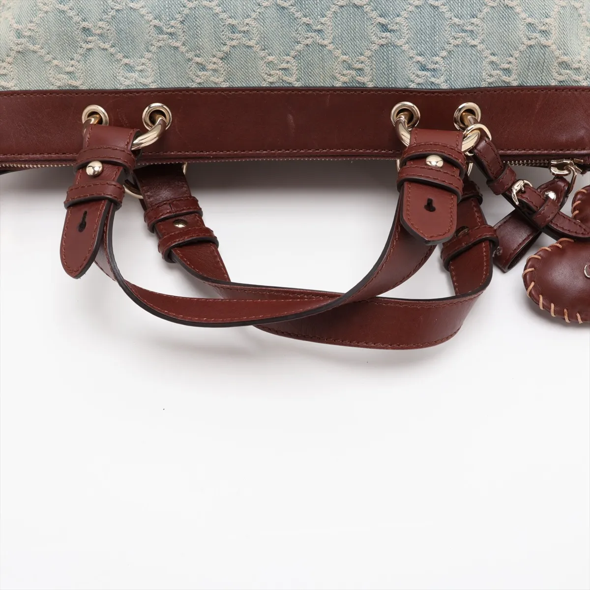 GG Denim x Leather 2-Way Handbag Blue x Brown 309122 — view 5