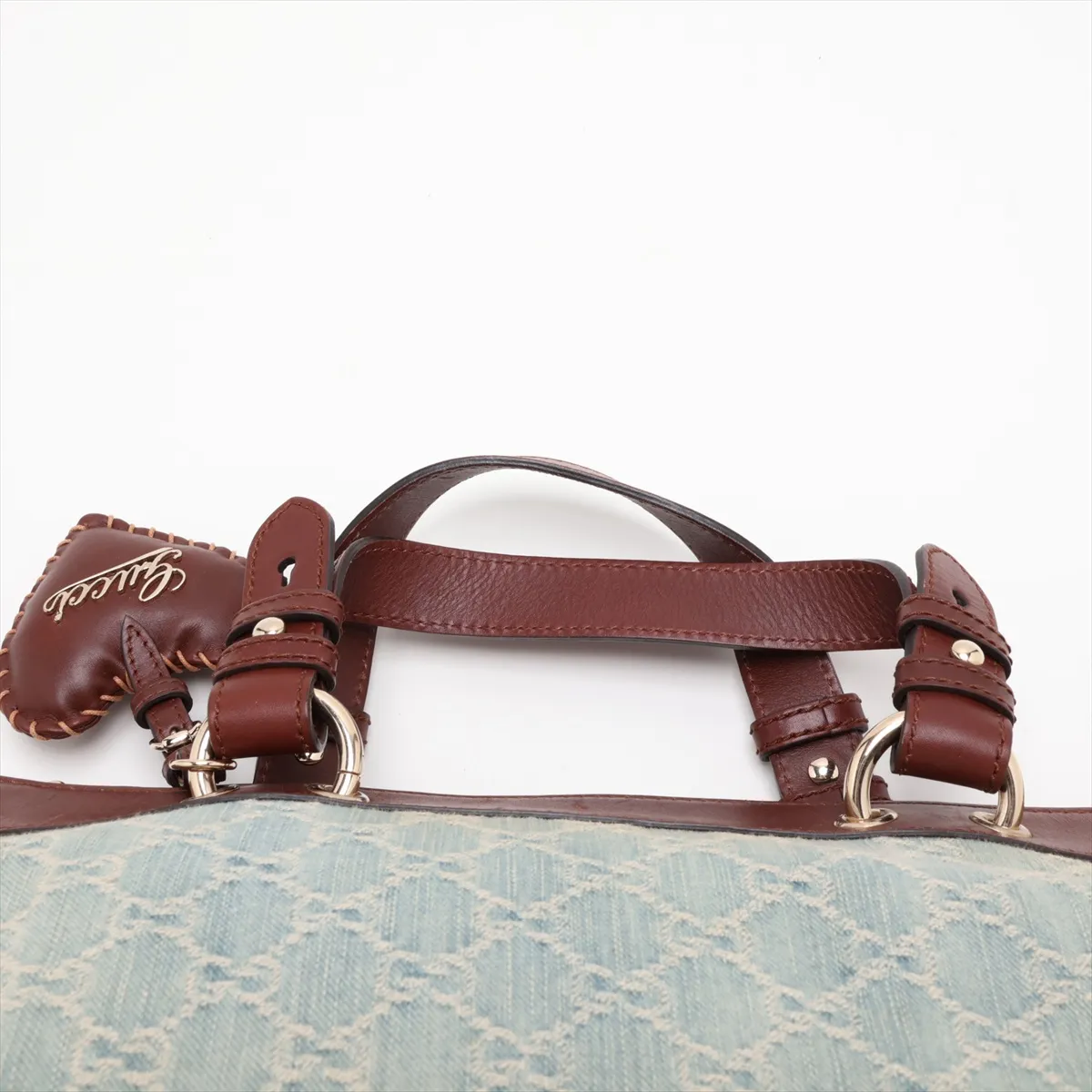 GG Denim x Leather 2-Way Handbag Blue x Brown 309122 — view 6
