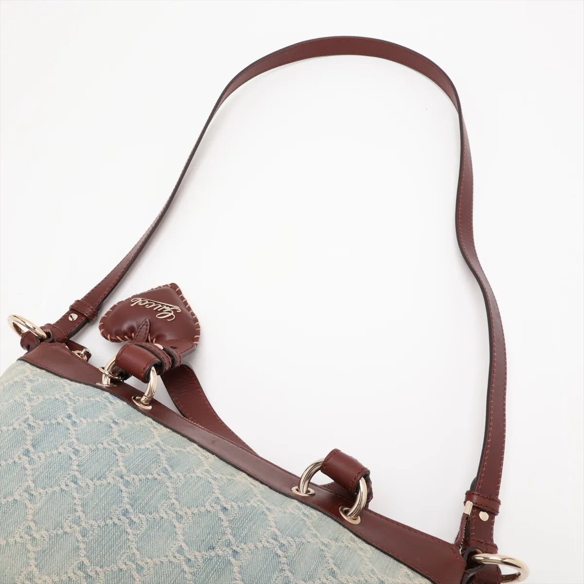 GG Denim x Leather 2-Way Handbag Blue x Brown 309122 — view 7
