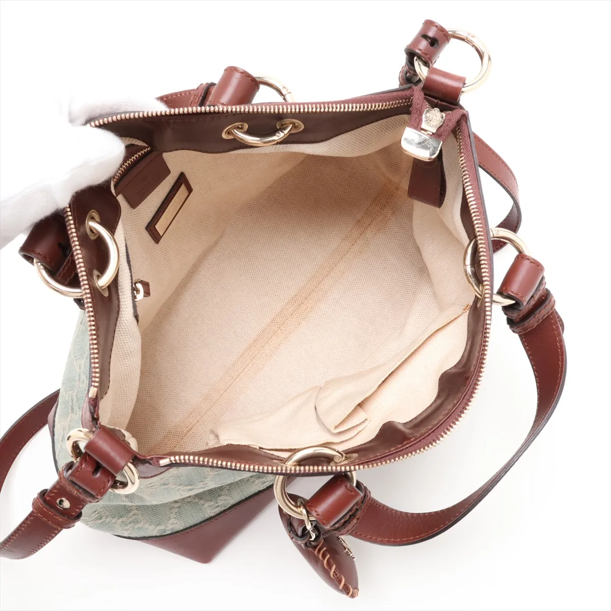 GG Denim x Leather 2-Way Handbag Blue x Brown 309122 — view 8