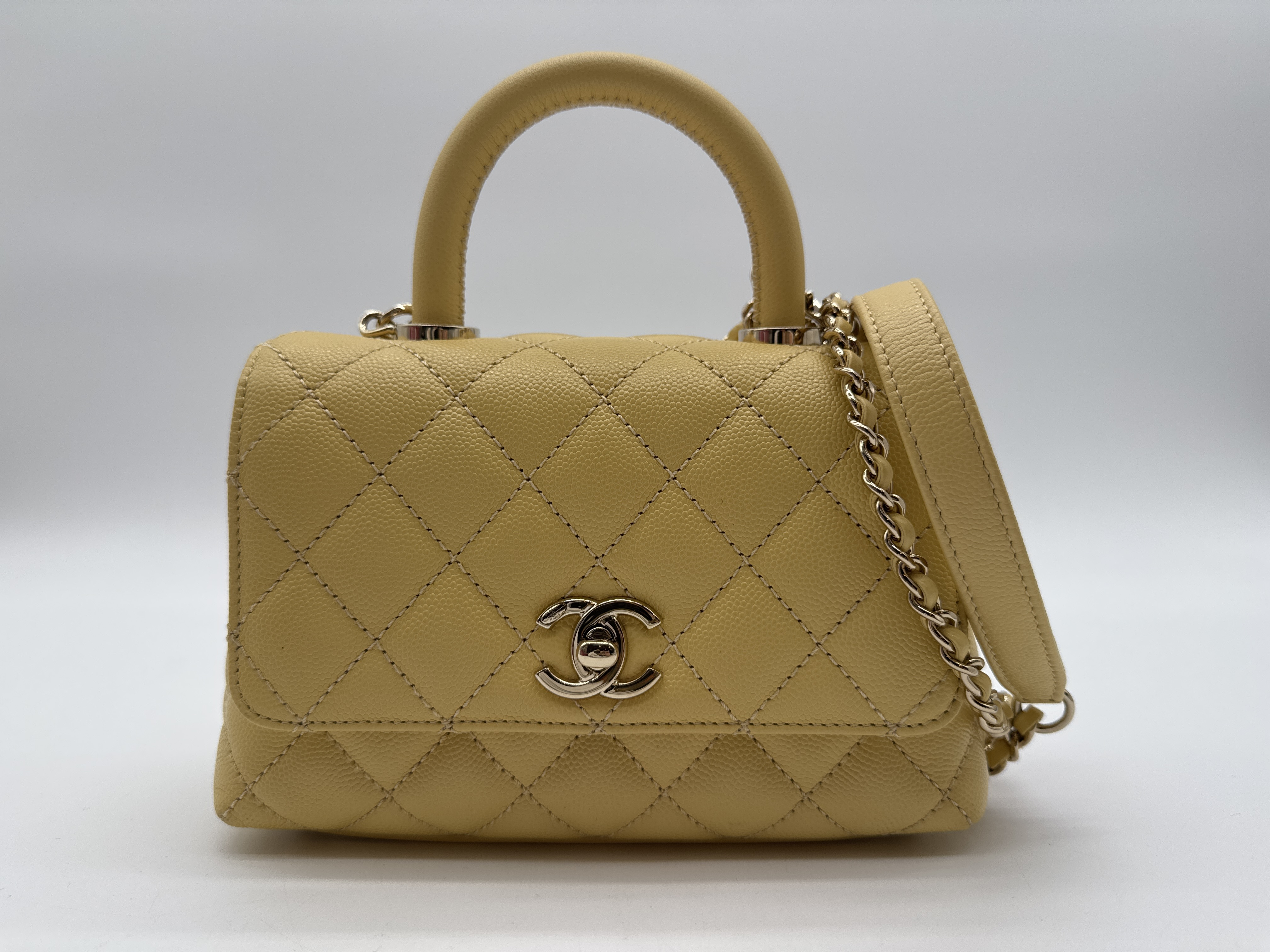 Caviar Skin Coco Handle Shoulder Bag