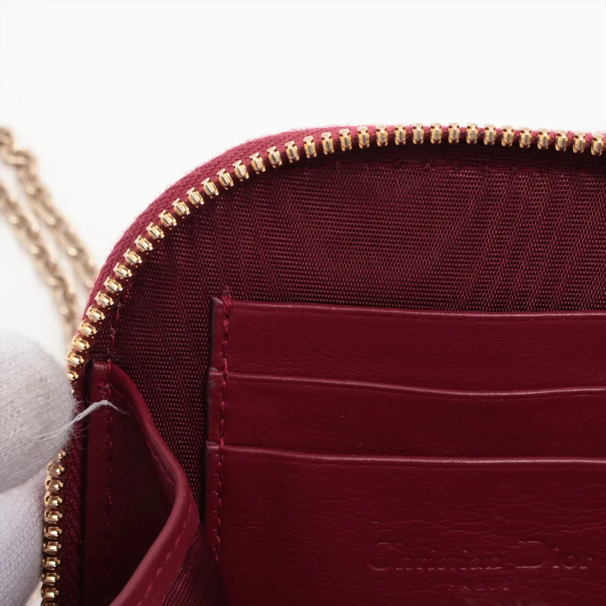 Cannage Phone Holder Patent Leather Chain Shoulder Bag Red — view 9