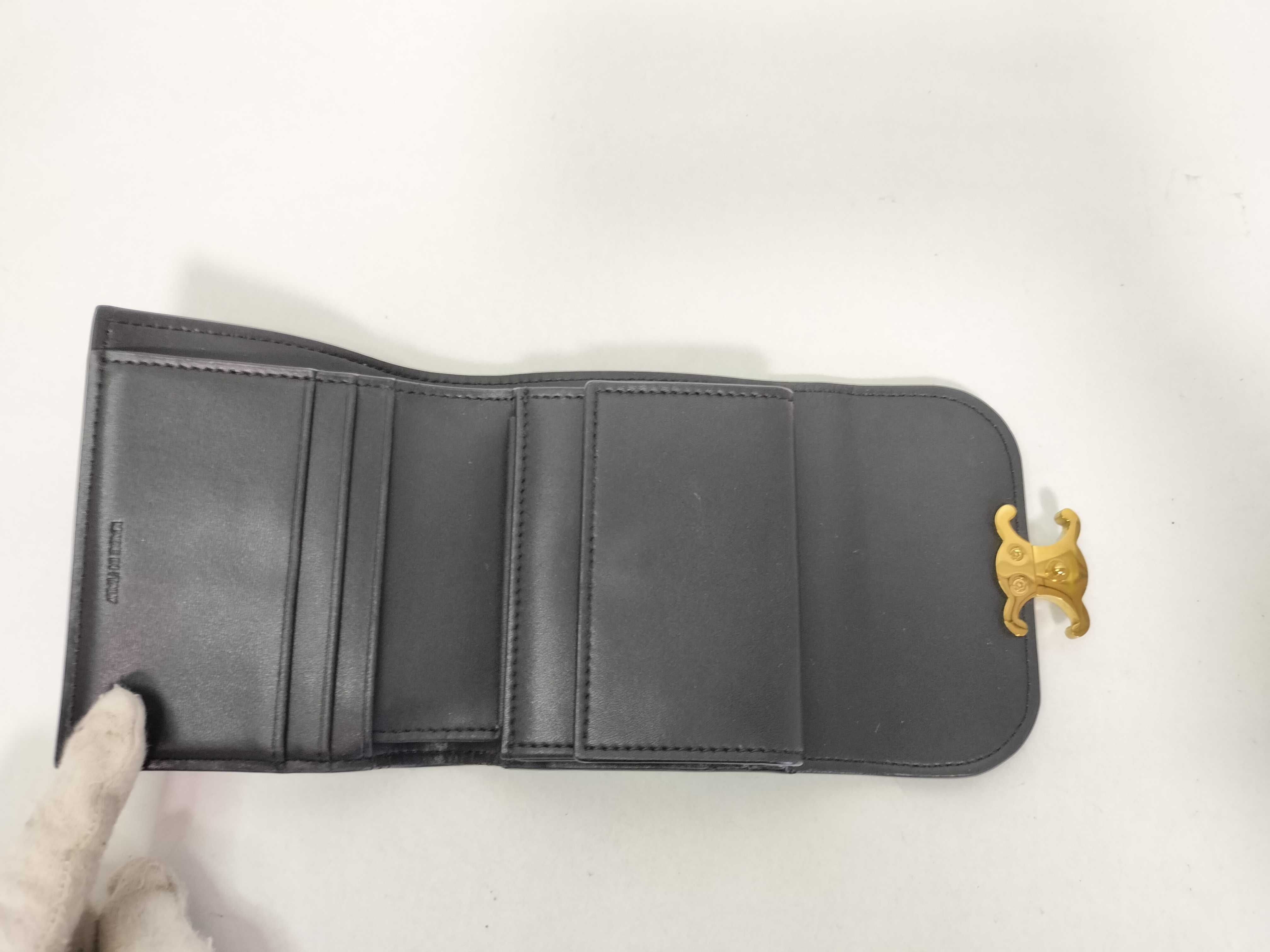 Leather Triomphe Tri-fold Wallet, Black — view 11