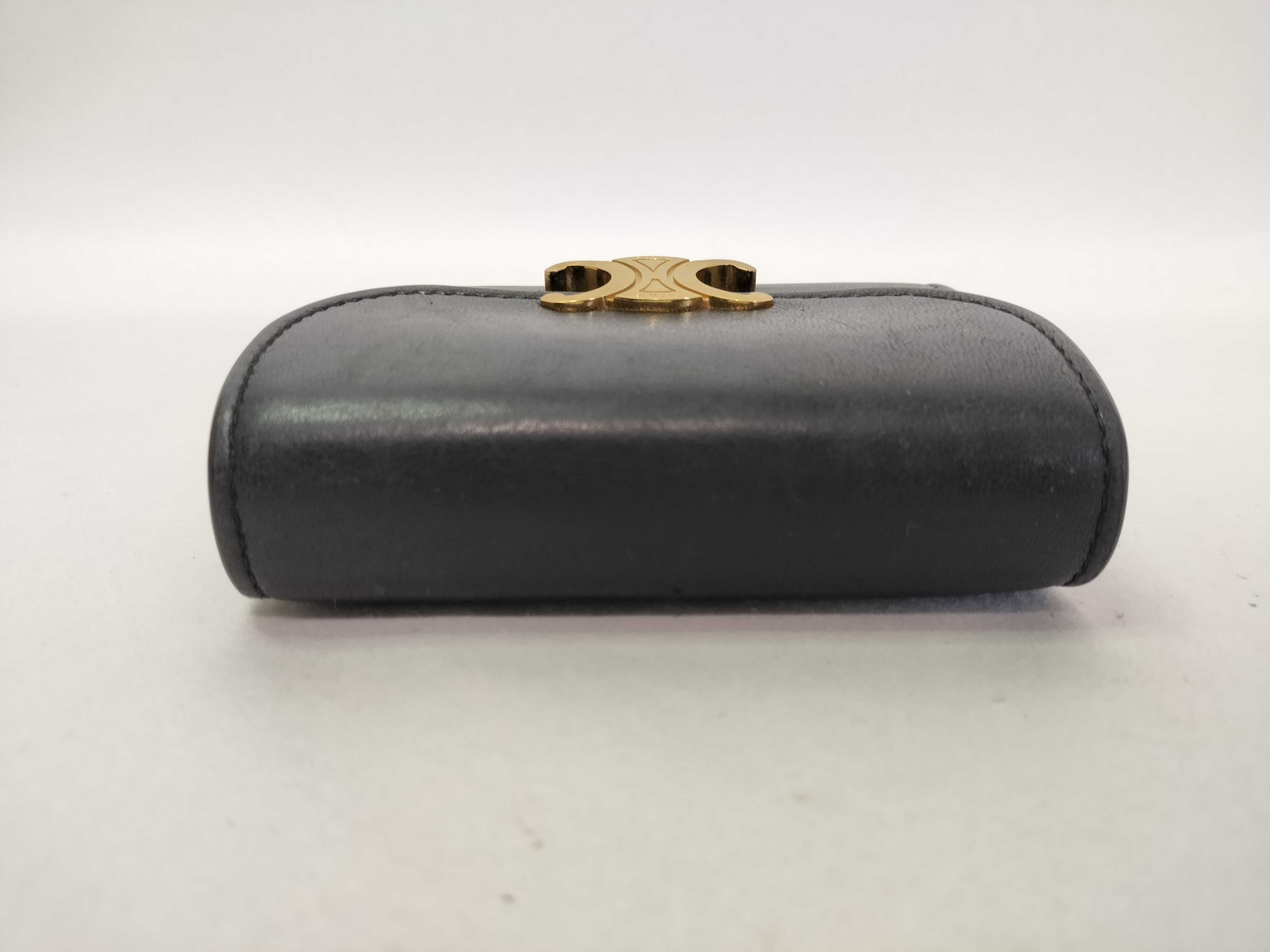 Leather Triomphe Tri-fold Wallet, Black — view 5