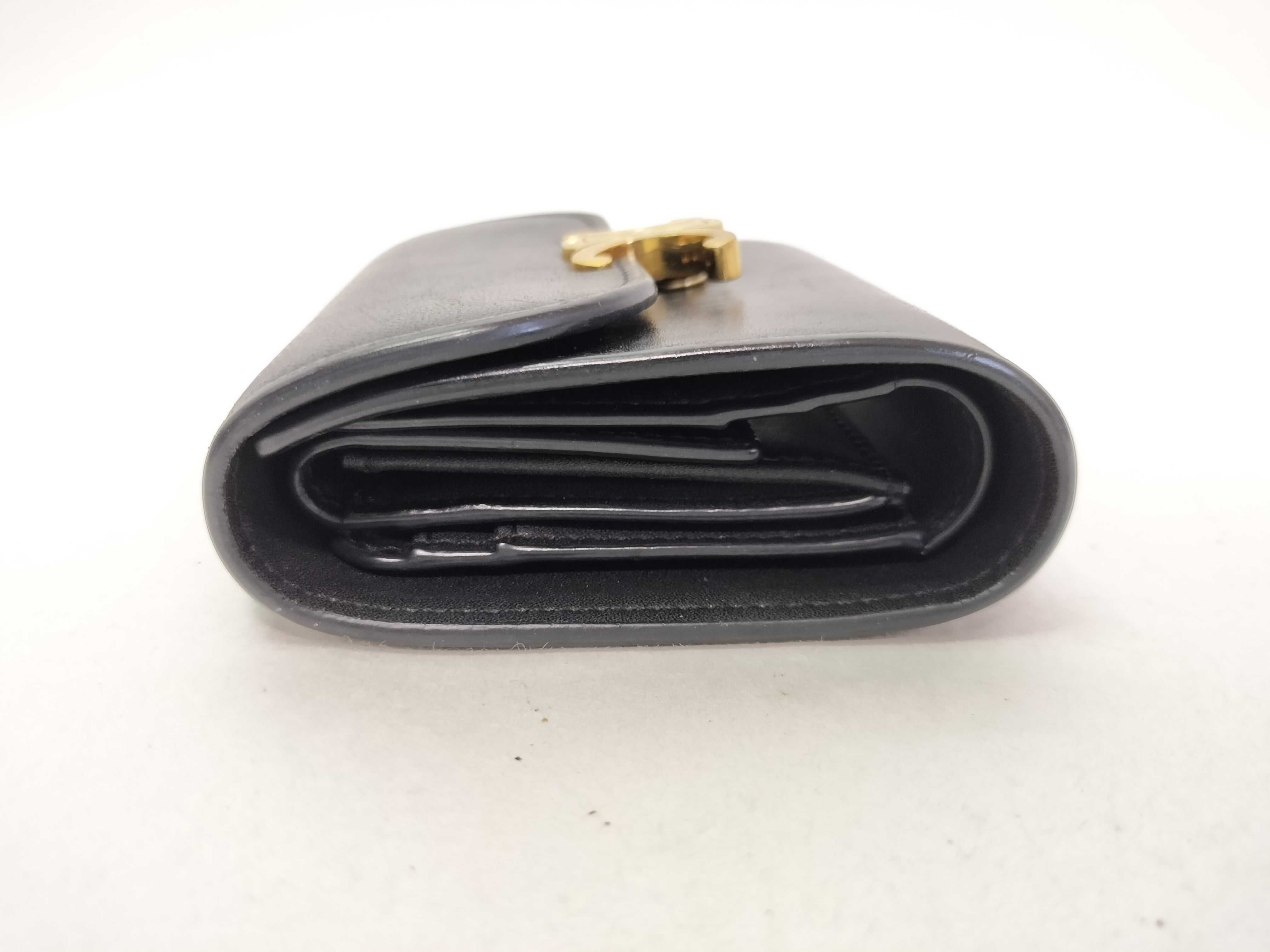 Leather Triomphe Tri-fold Wallet, Black — view 6