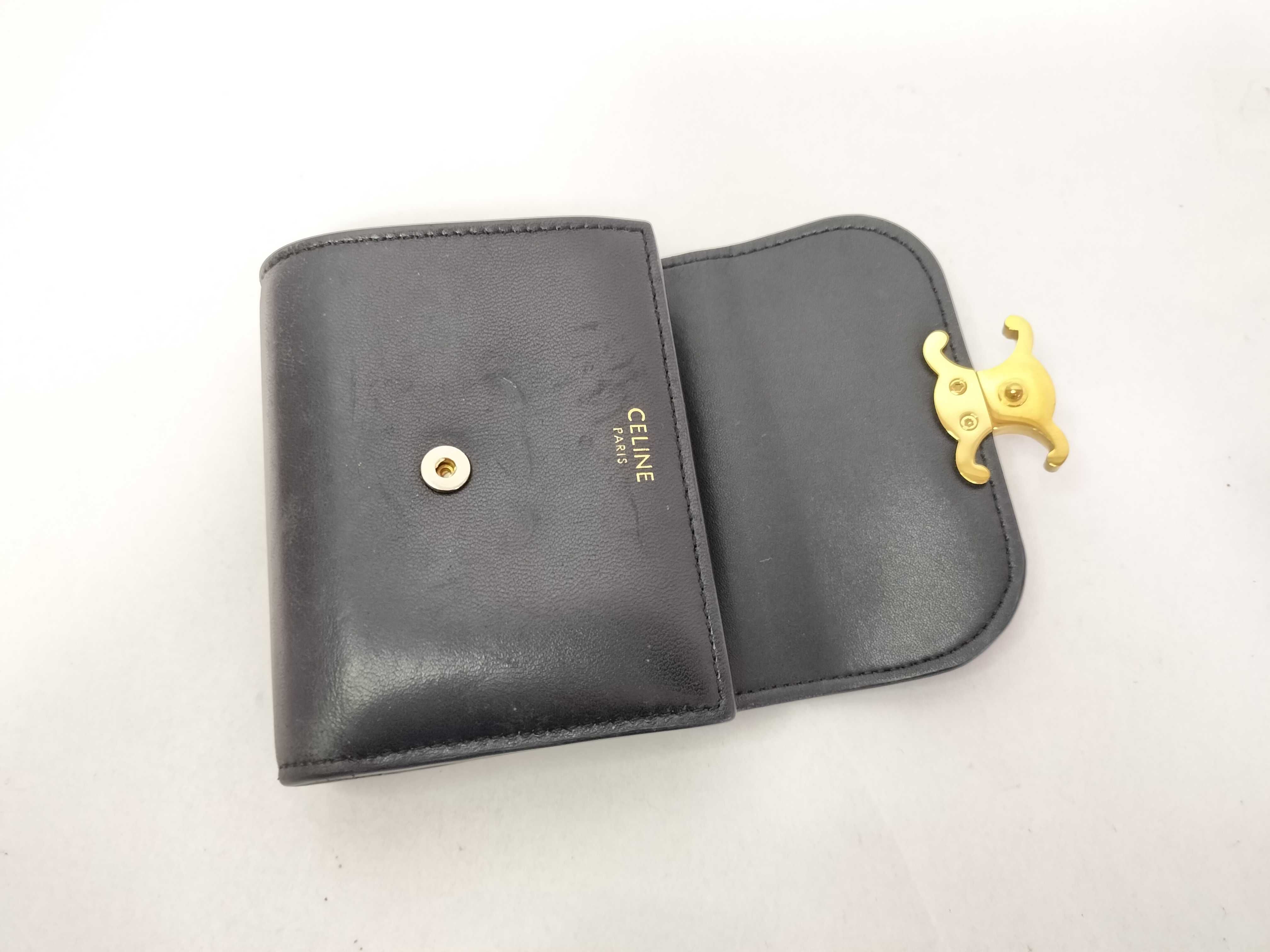 Leather Triomphe Tri-fold Wallet, Black — view 10
