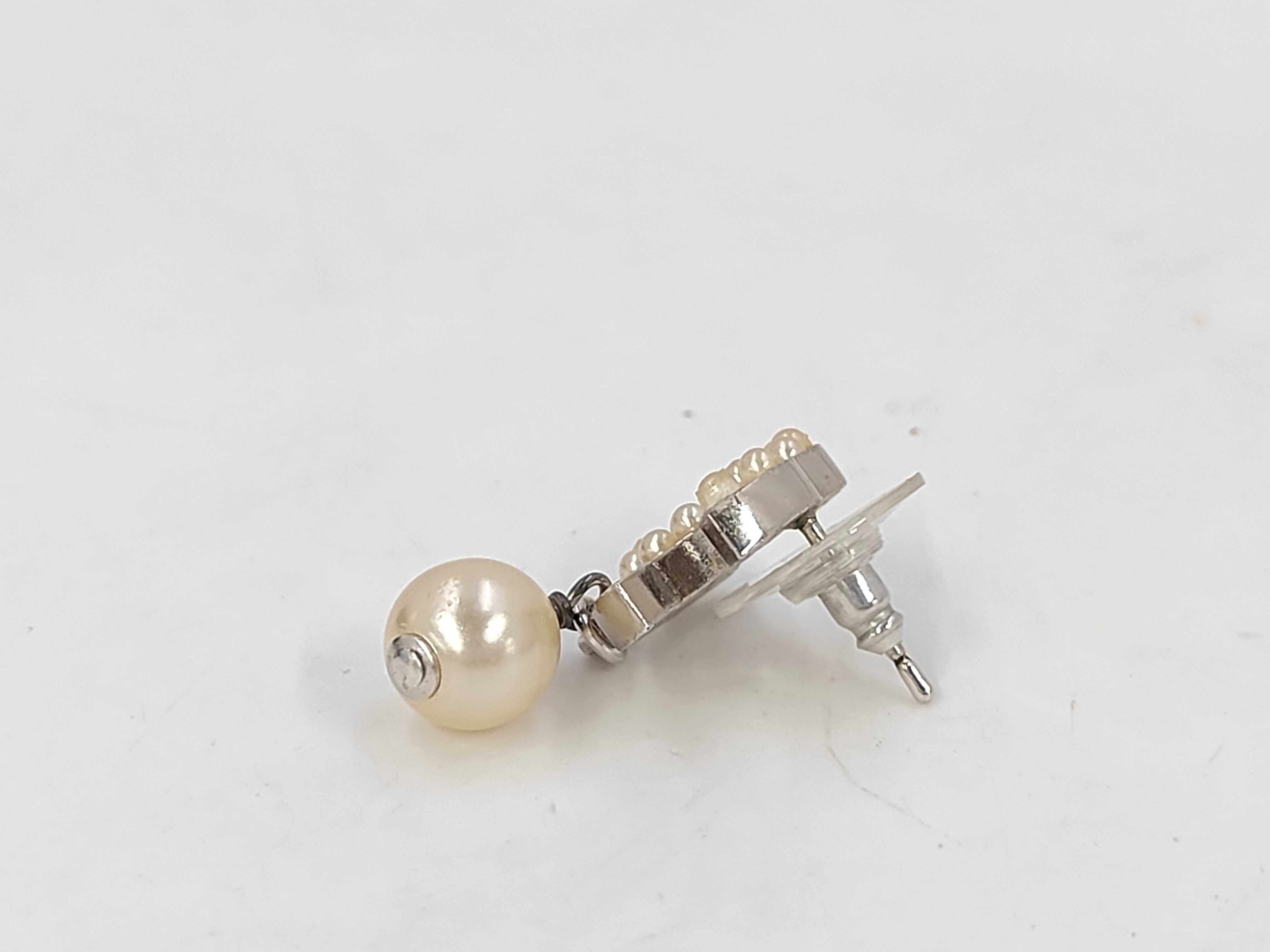 pearl earrings with Coco Mark — view 2