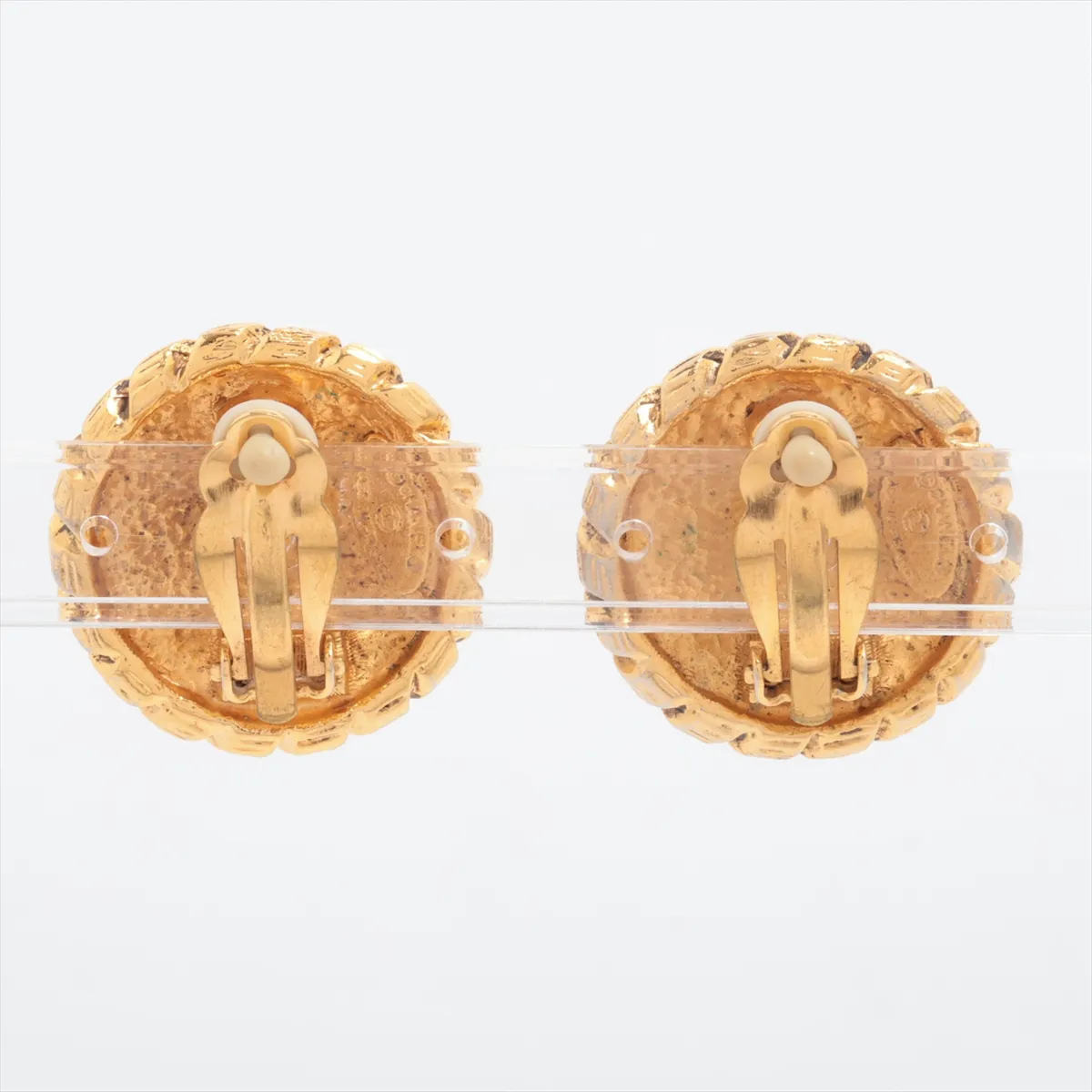 Coco Mark Earrings (Pair) GP Gold - Dents, — view 2