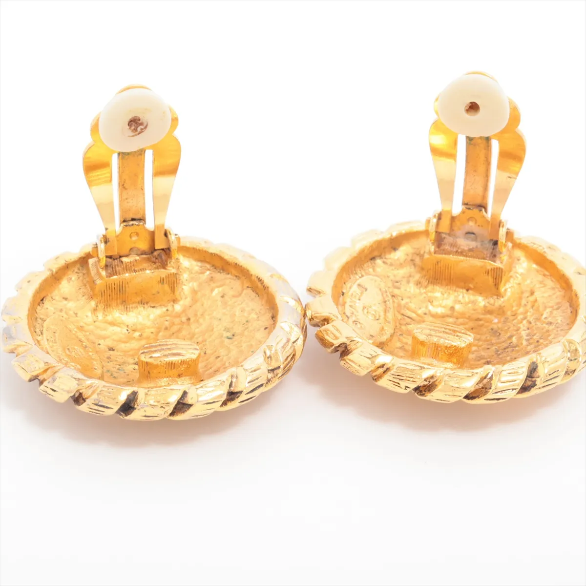 Coco Mark Earrings (Pair) GP Gold - Dents, — view 4