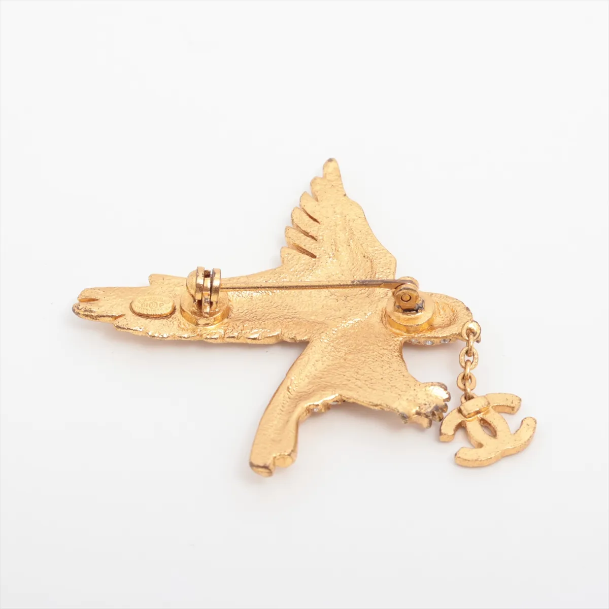 Eagle 01P Brooch, GP x Rhinestone, Gold, — view 2
