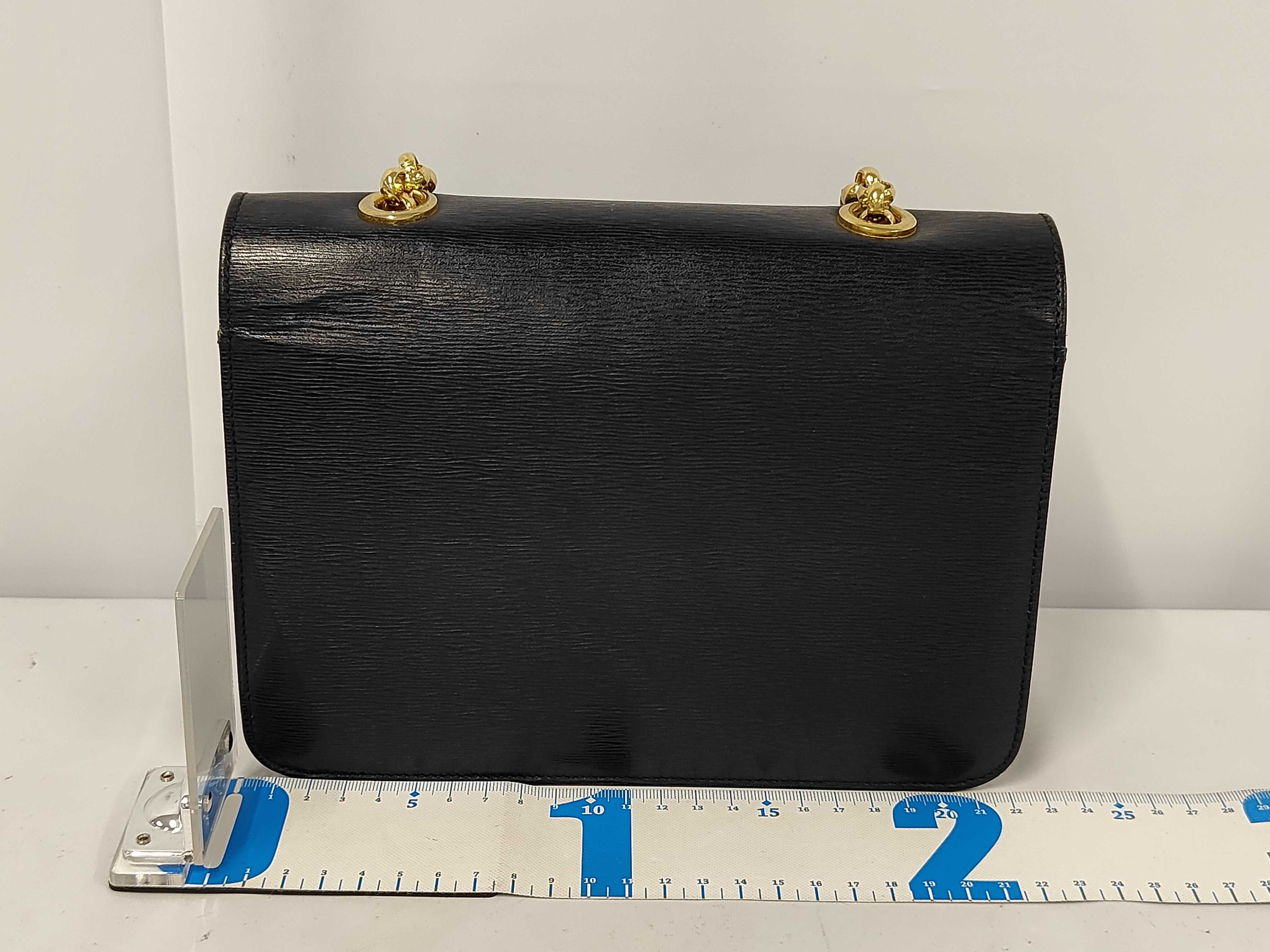 chain shoulder bag, black leather, vintage style shoulder bag — view 2